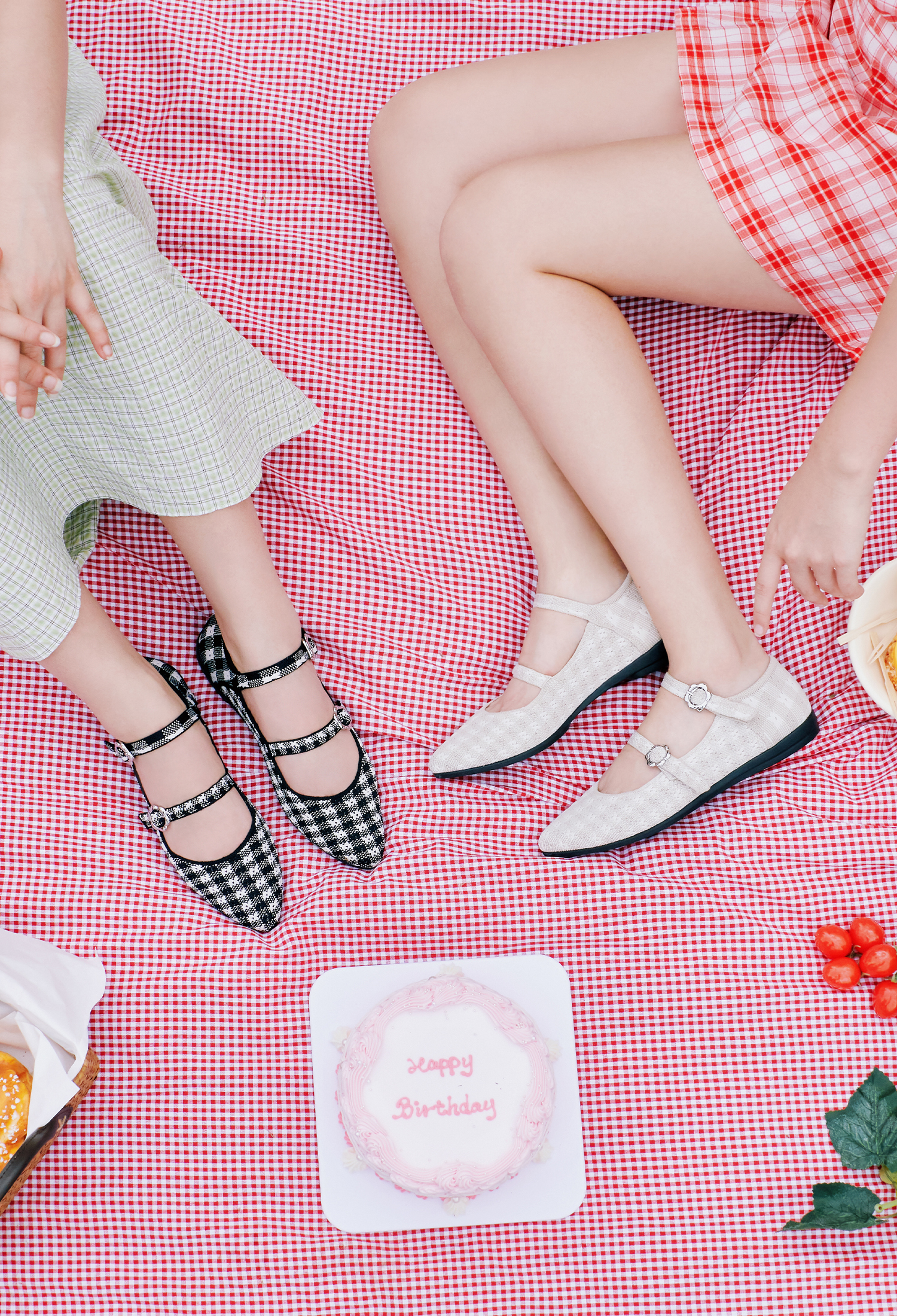 野餐黛西平底鞋 白格紋