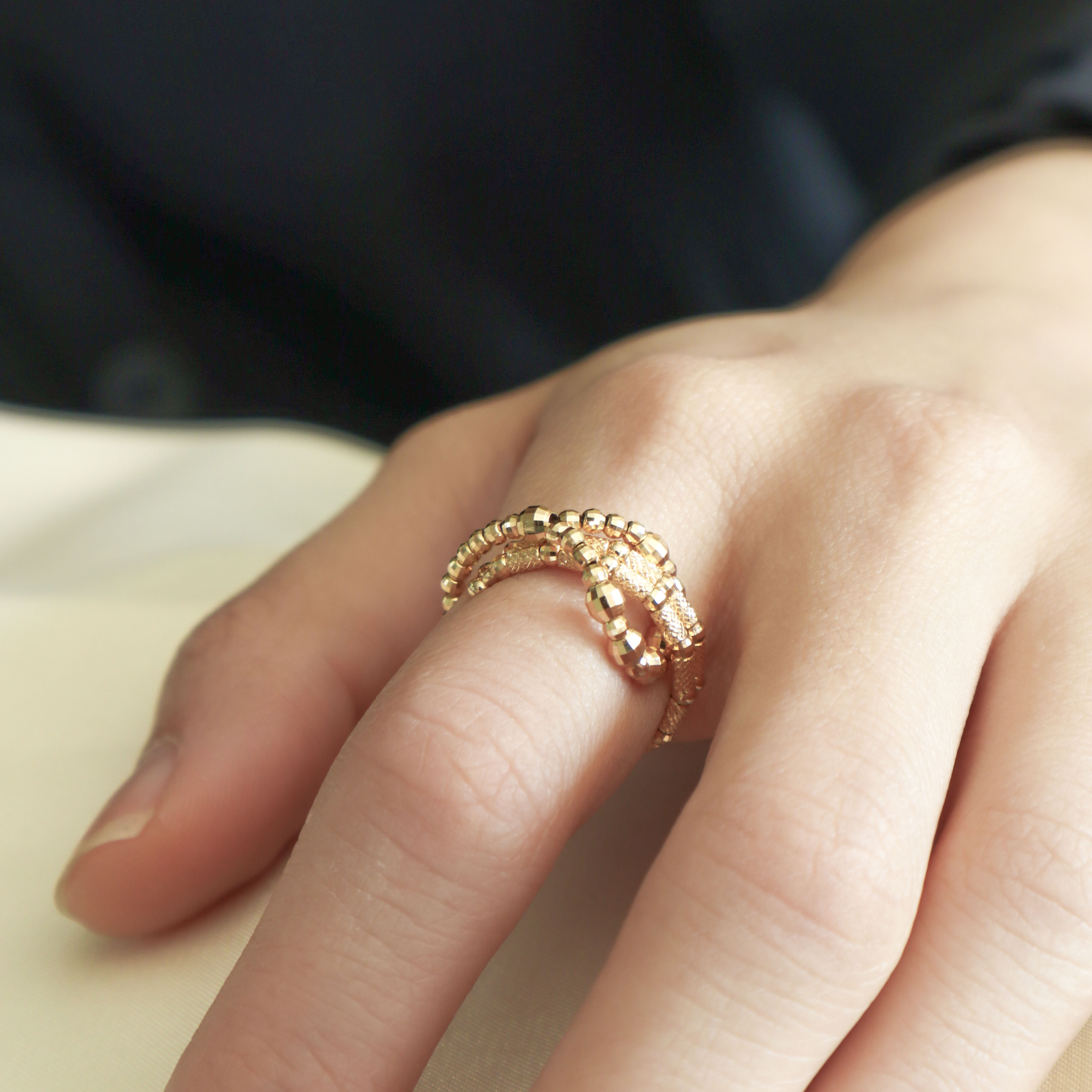 18K/日本設計款系列-交錯金緻戒指