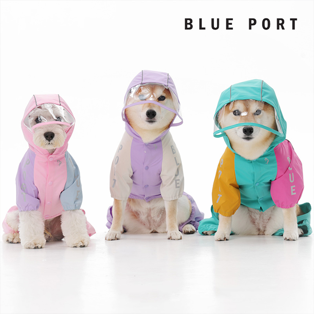 Blue Port - BP撞色四角雨衣 - 粉紅/紫色/綠色