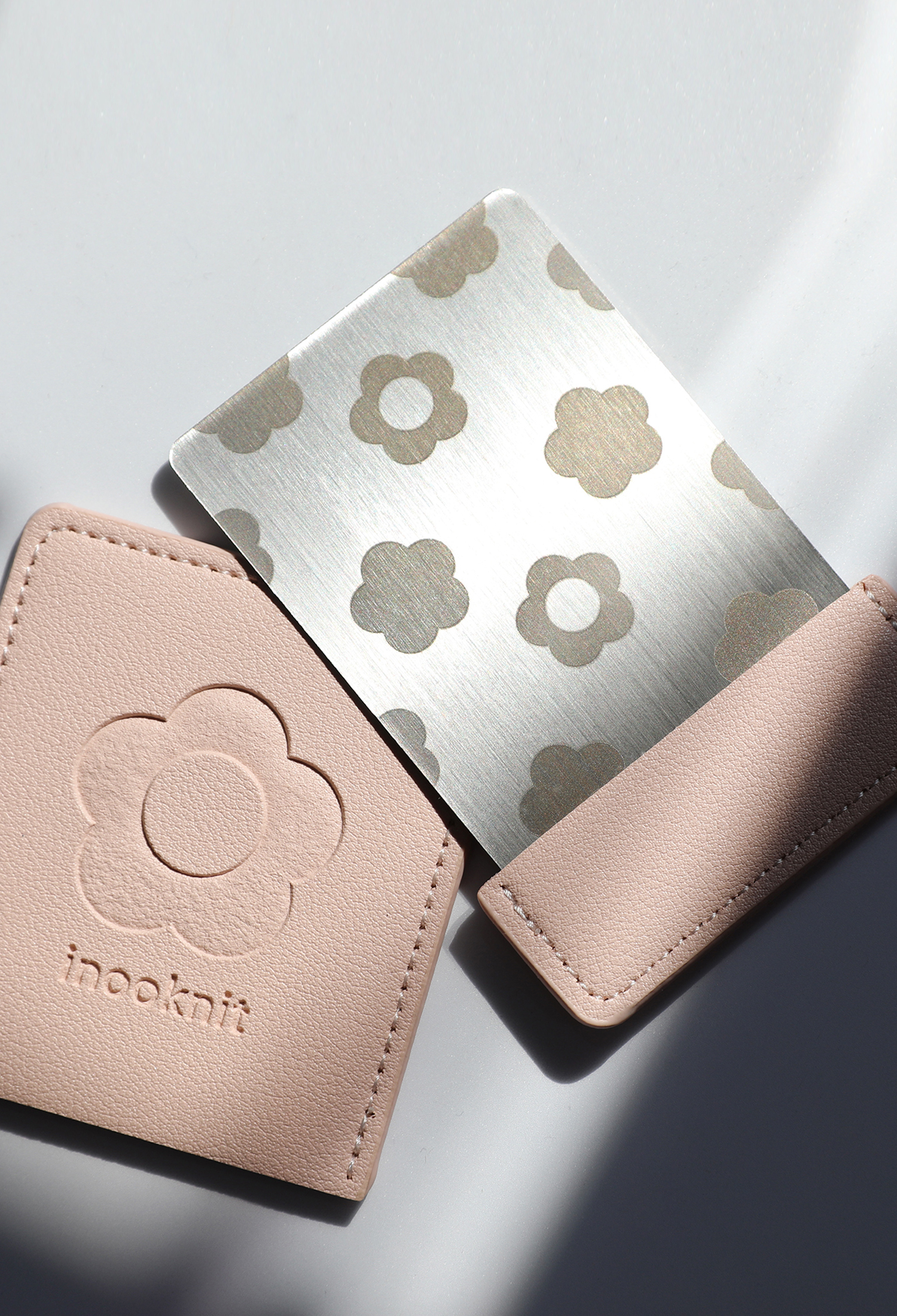 品牌小花隨身鏡 粉紅色