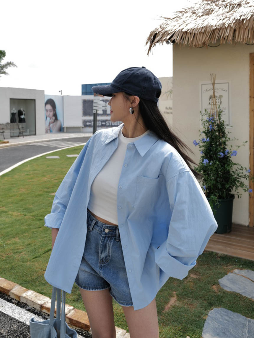 歐美挺版開衩襯衫*5色