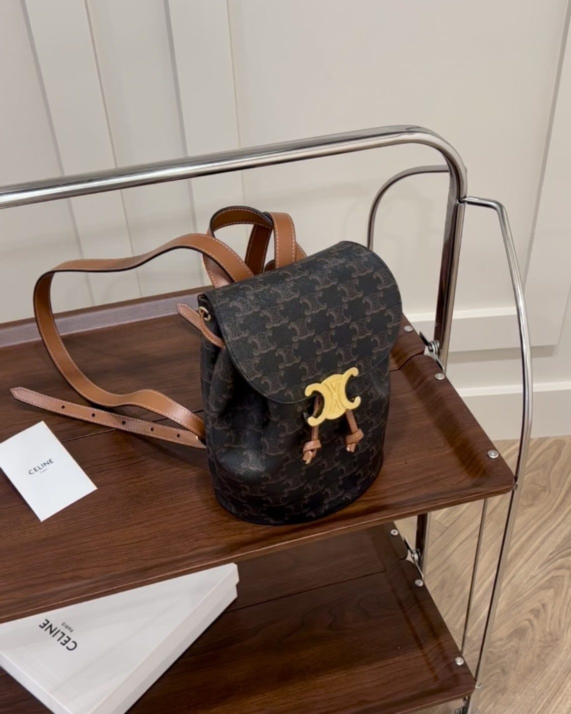 CELINE｜凱旋門BONNIE 後背包 深老花