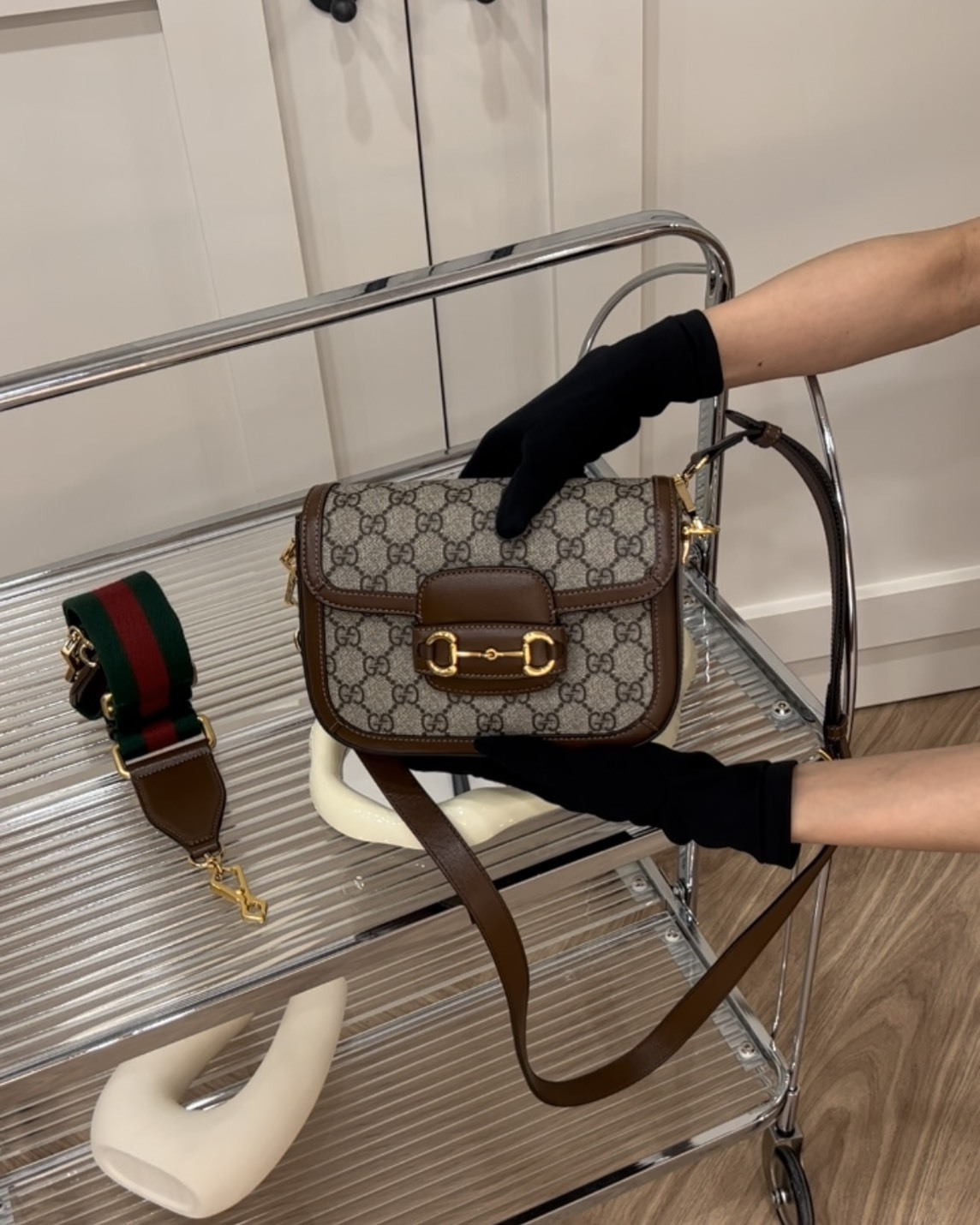 GUCCI｜HORSEBIT 1955迷你馬鞍包 棕色老花