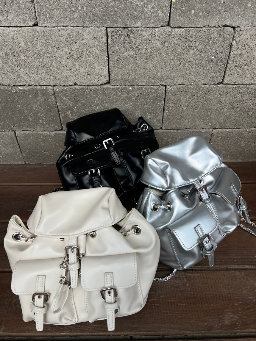 鐵鍊皮革後背小包*3色