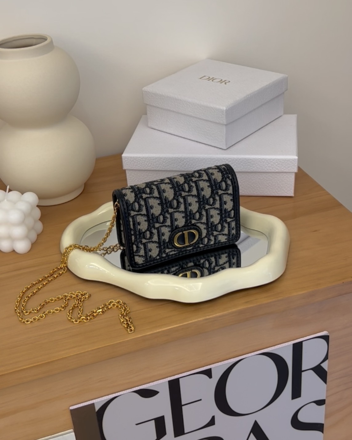 DIOR｜蒙田 NANO 鏈條包 藍色老花