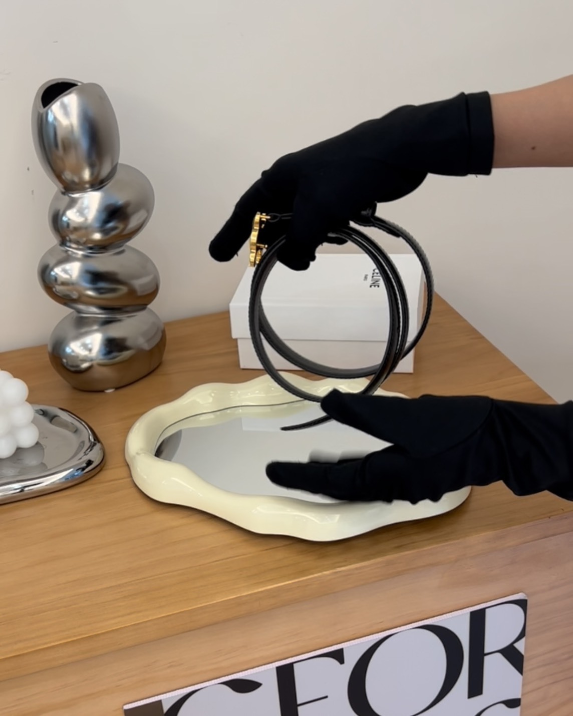 CELINE｜凱旋門皮帶 寬1.8CM 黑金