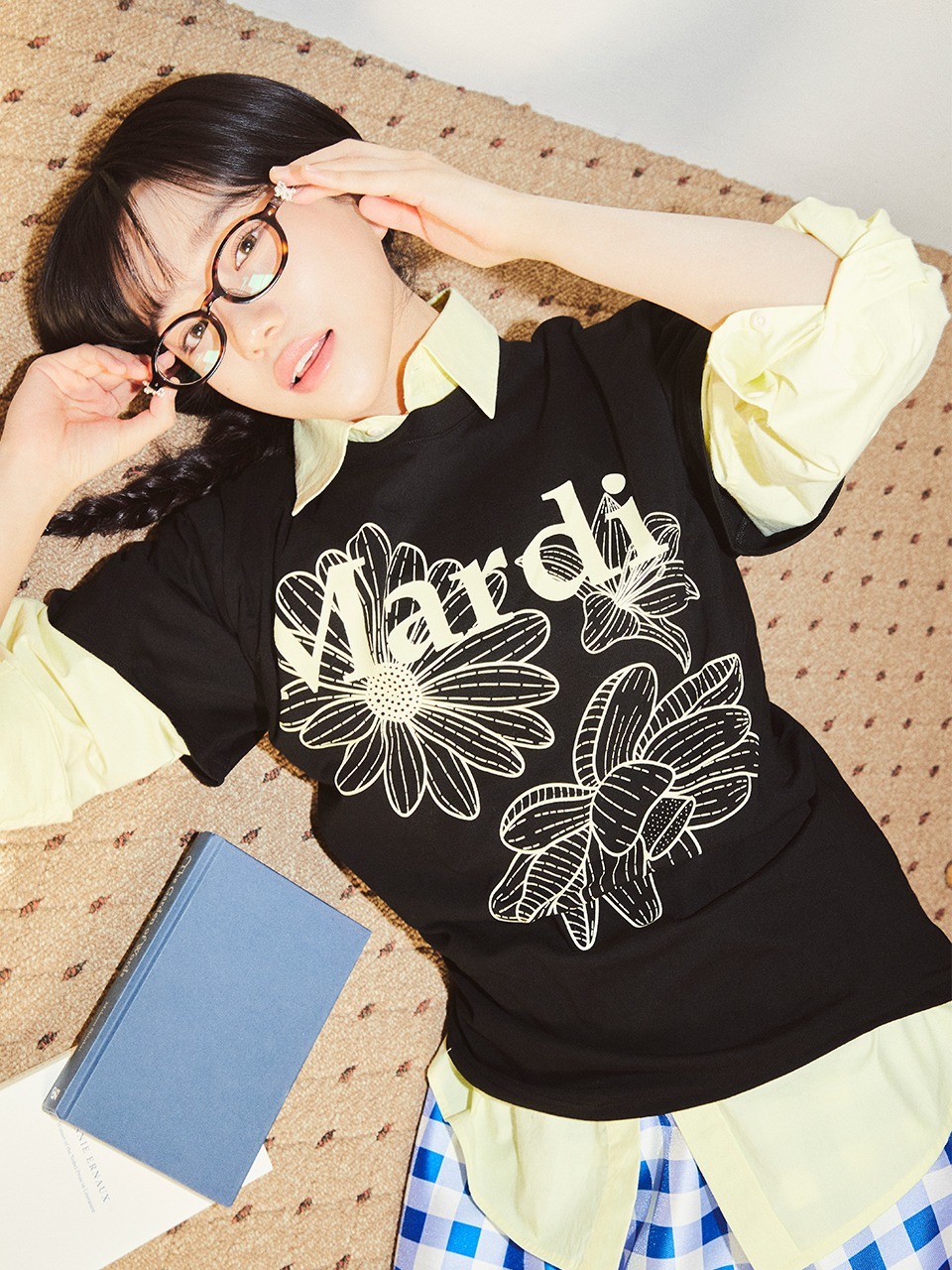 一般款 🇰🇷 韓國 MARDI MERCREDI TSHIRT TRIPLE FLOWER 金高銀同款 三重花 花花 短T 短袖 夏天 / 現貨