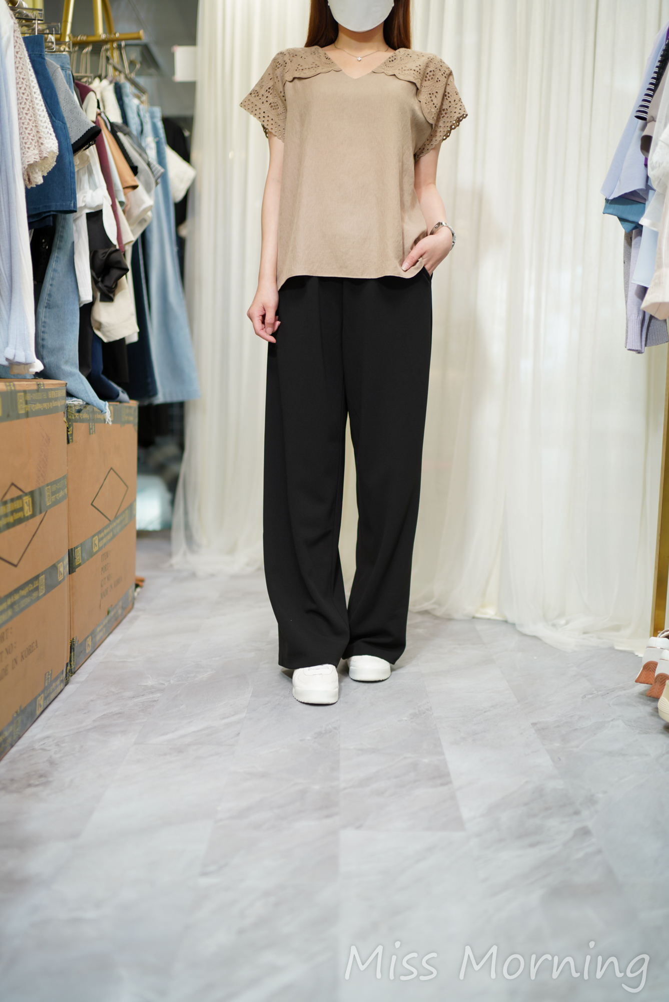 通爽免燙棉麻上衣(14518)&6cm太包肚腩直腳(33925)