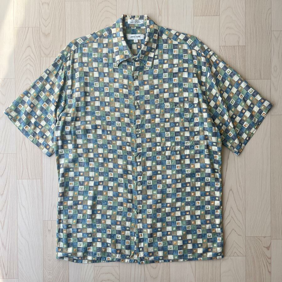 Pierre Cardin冷色系四方格仔短袖恤衫