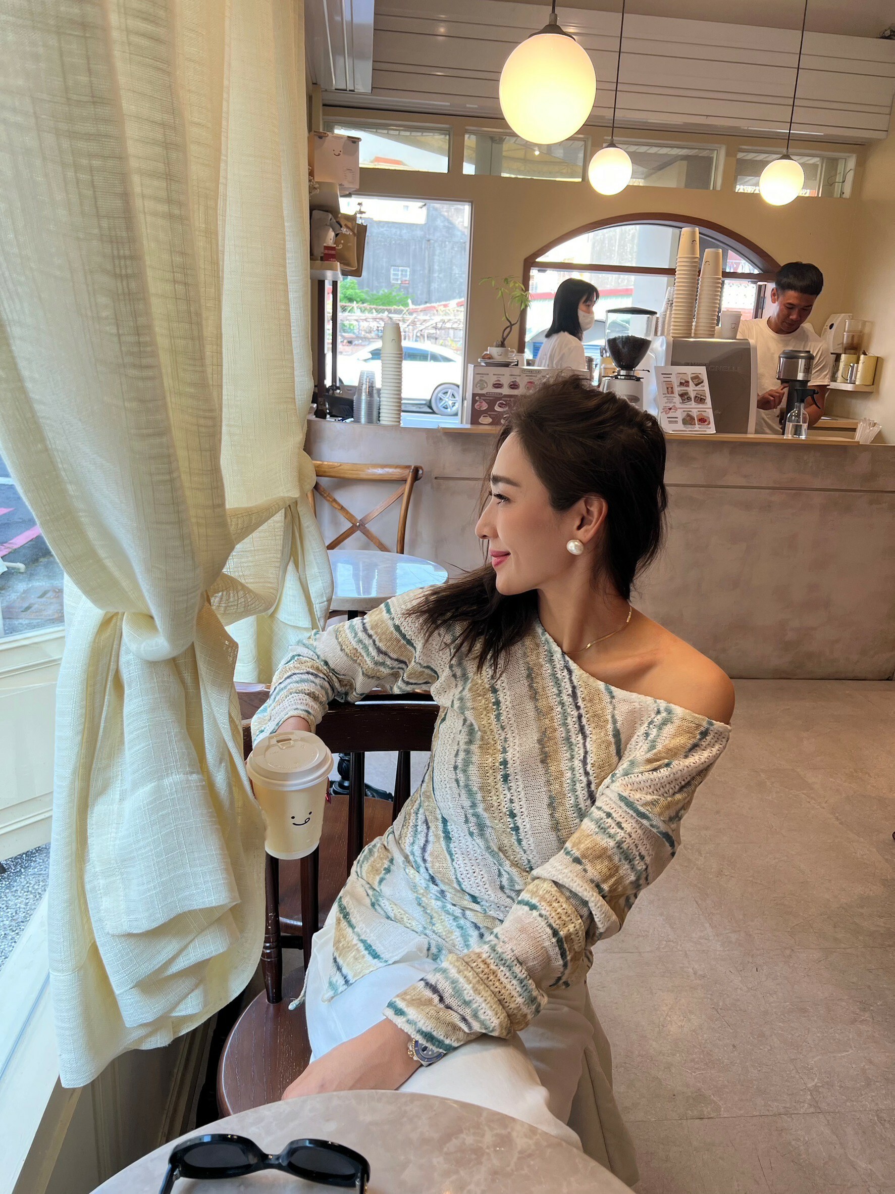 暈染不規則長版針織衫