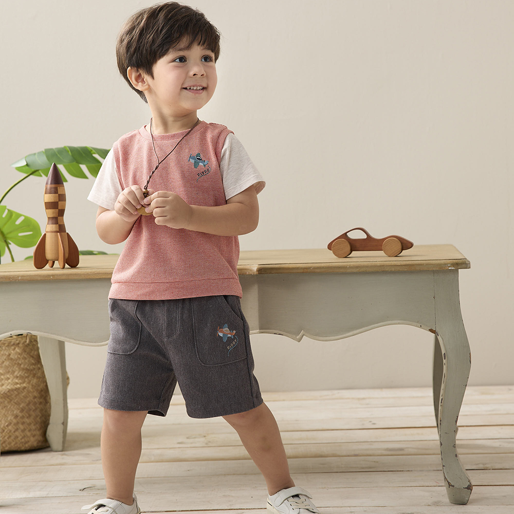 PIPPY 簡約鬆緊腰圍大口袋短褲 灰