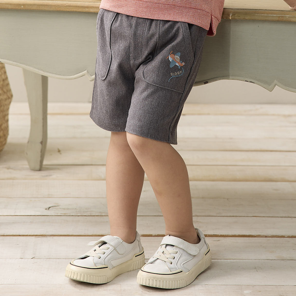 PIPPY 簡約鬆緊腰圍大口袋短褲 灰