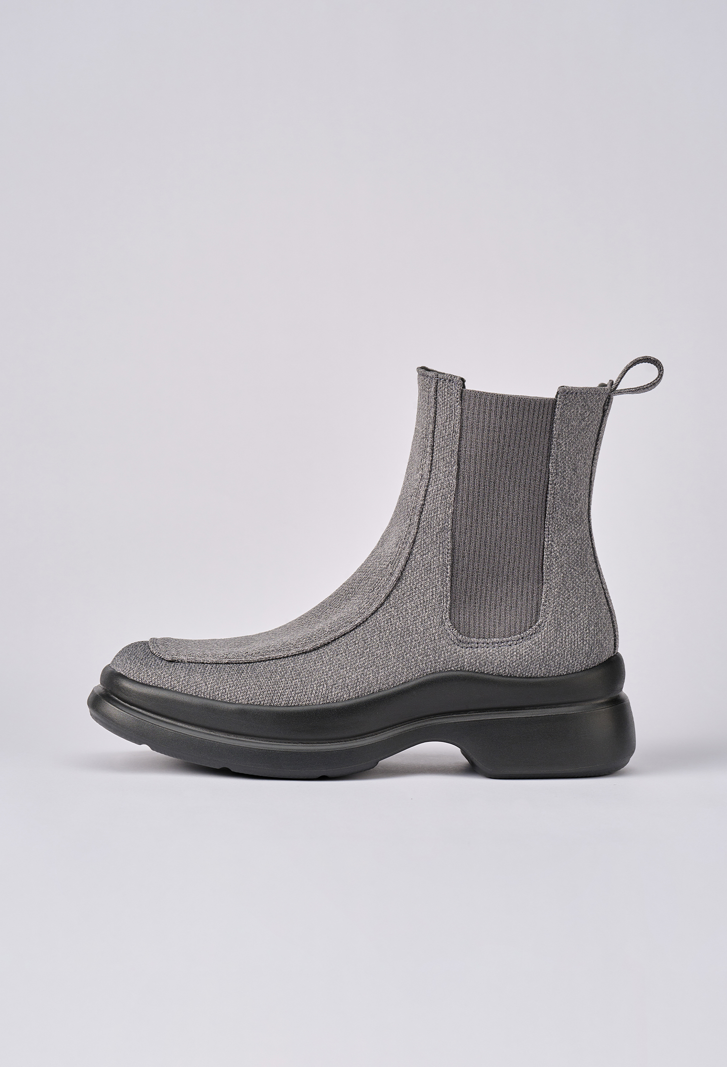 流線切爾西厚底短靴 霧灰