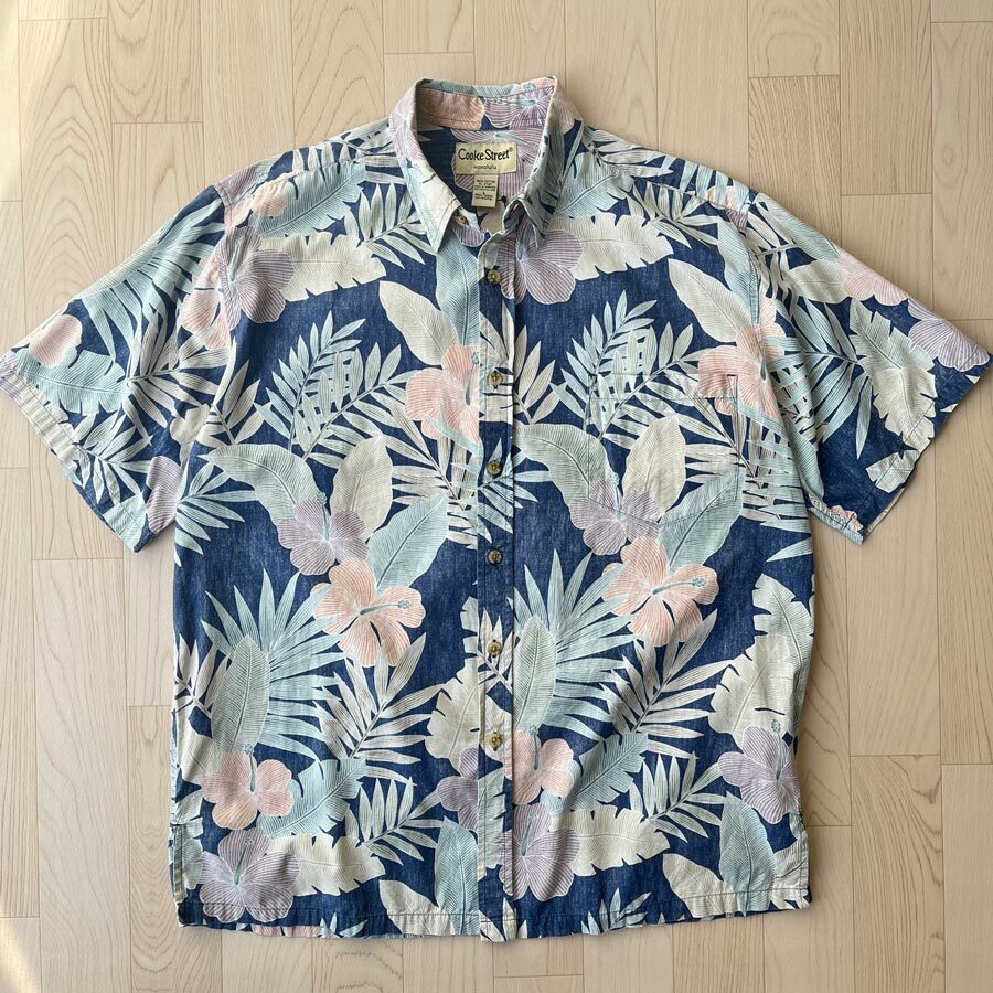 Cooke Street 藍色長葉圖案短袖恤衫