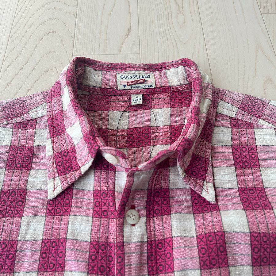 Guess Jeans 桃紅色系井字過三關圖紋短袖恤衫