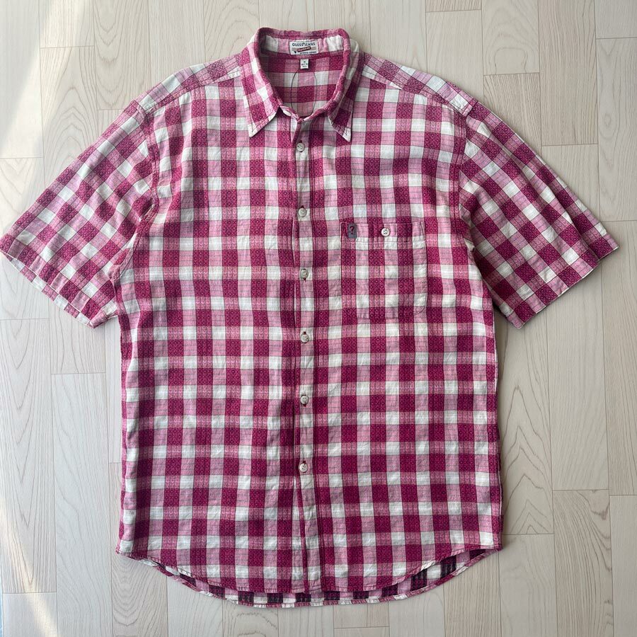 Guess Jeans 桃紅色系井字過三關圖紋短袖恤衫