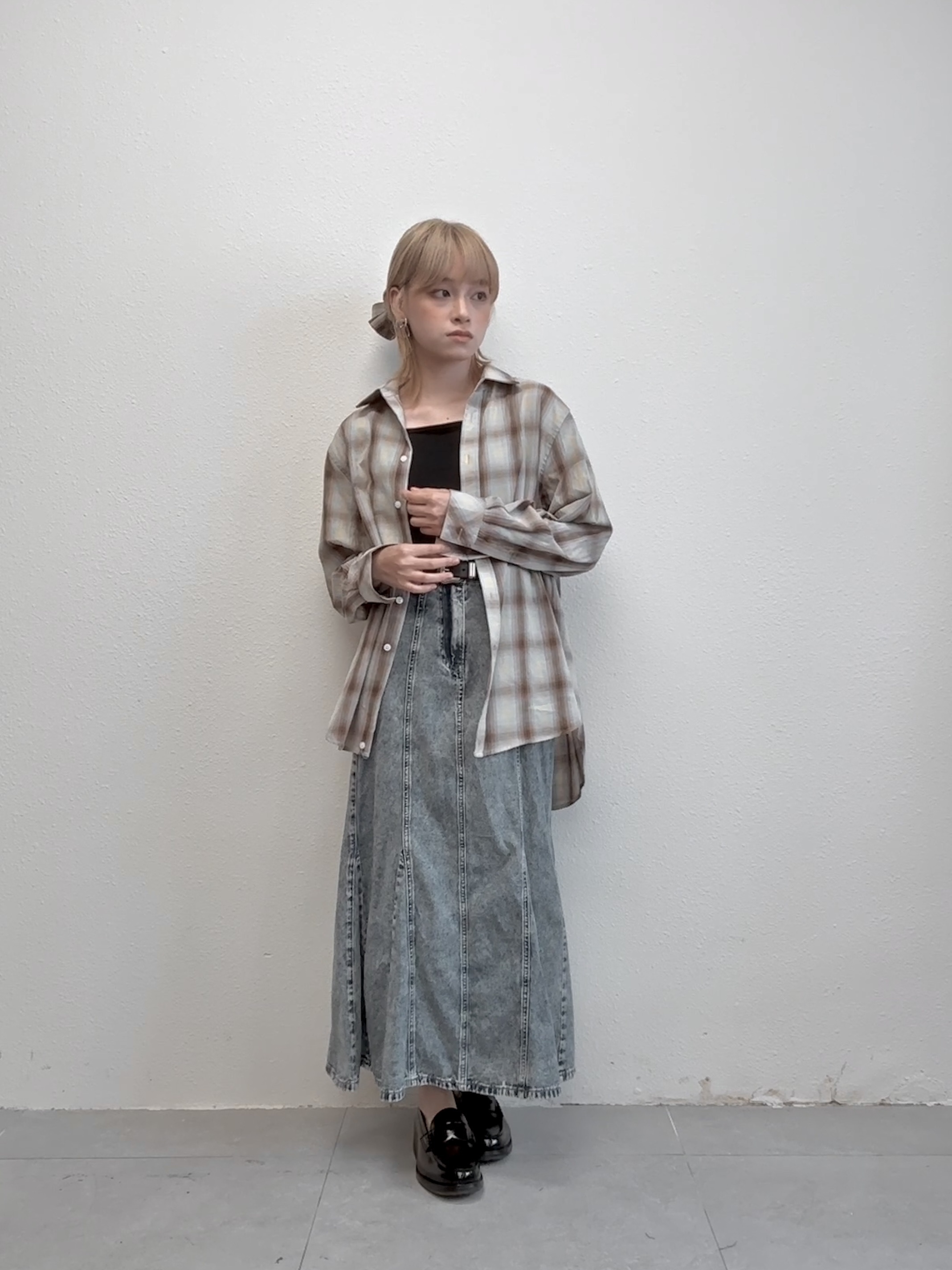 送髮圈 ! 美式復古格仔恤 - BL51562