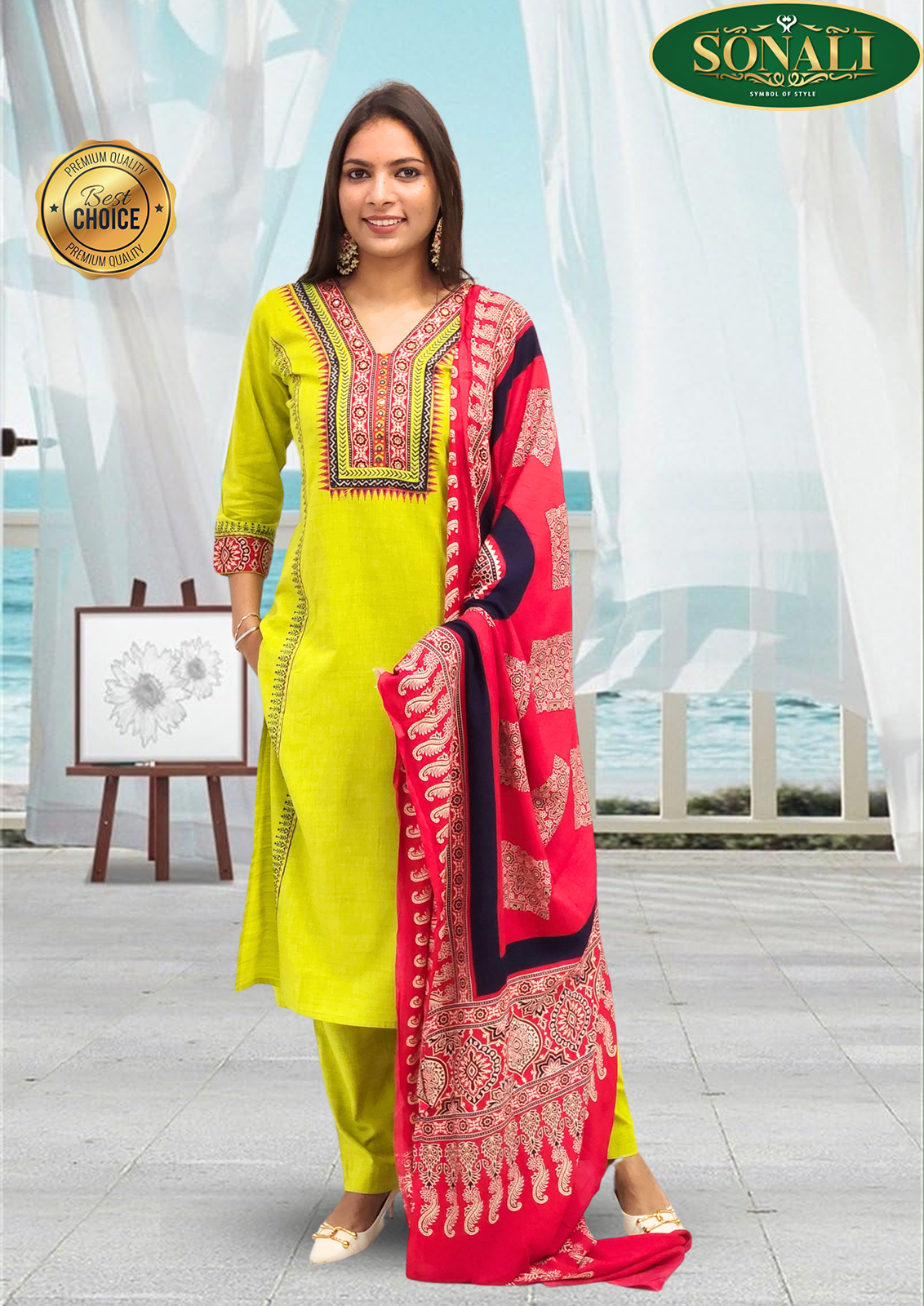 Sonali Premier Quality Women's Designer Suits / Ladies Indian Traditional Set / 3/4 Sleeve