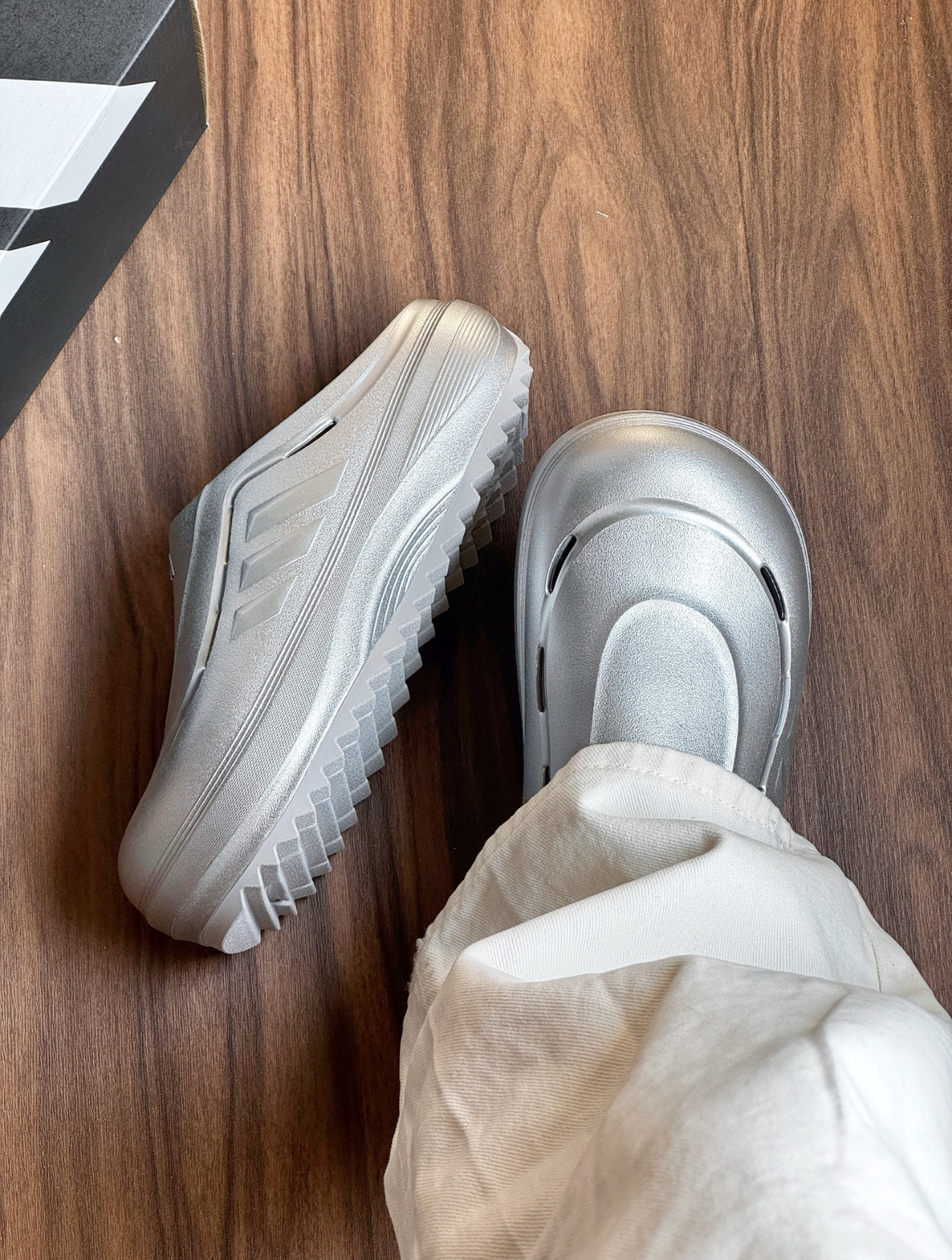 Adidas OZWAVE CLOG 金屬銀 銀色 Y2K 包頭拖鞋 鋸齒鞋 男女同款 JR6757/預購