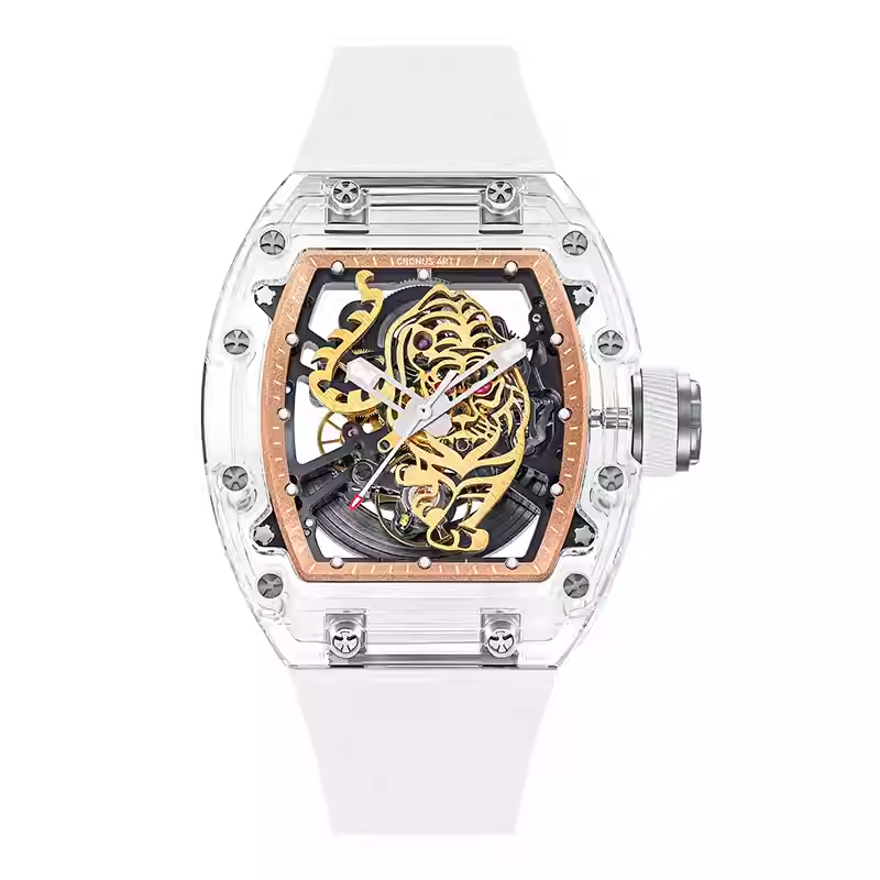 【Cronusart 克洛斯】CM001-002 十二生肖系列-寅虎 酒桶款 雙面鏤空 夜光 機械 手錶