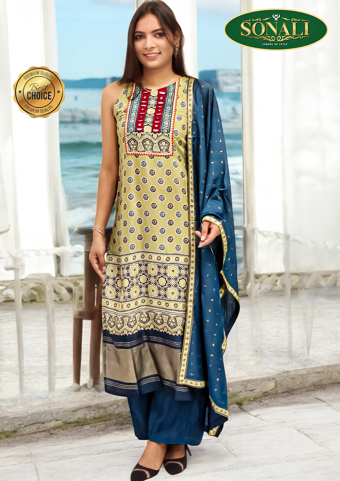 Sonali Premier Quality Women's Designer Suits / Ladies Indian Traditional Set / Sleeveless