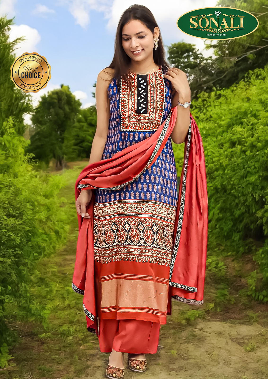 Sonali Premier Quality Women's Designer Suits / Ladies Indian Traditional Set / Sleeveless