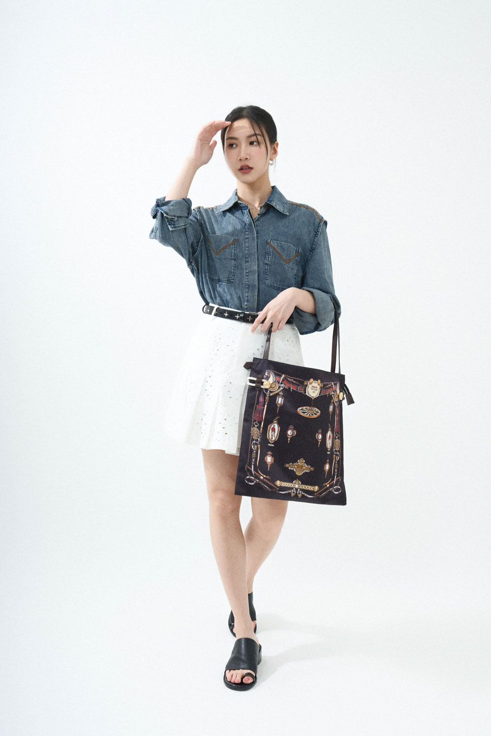 馬具絲巾印花方型tote bag（預購產品）