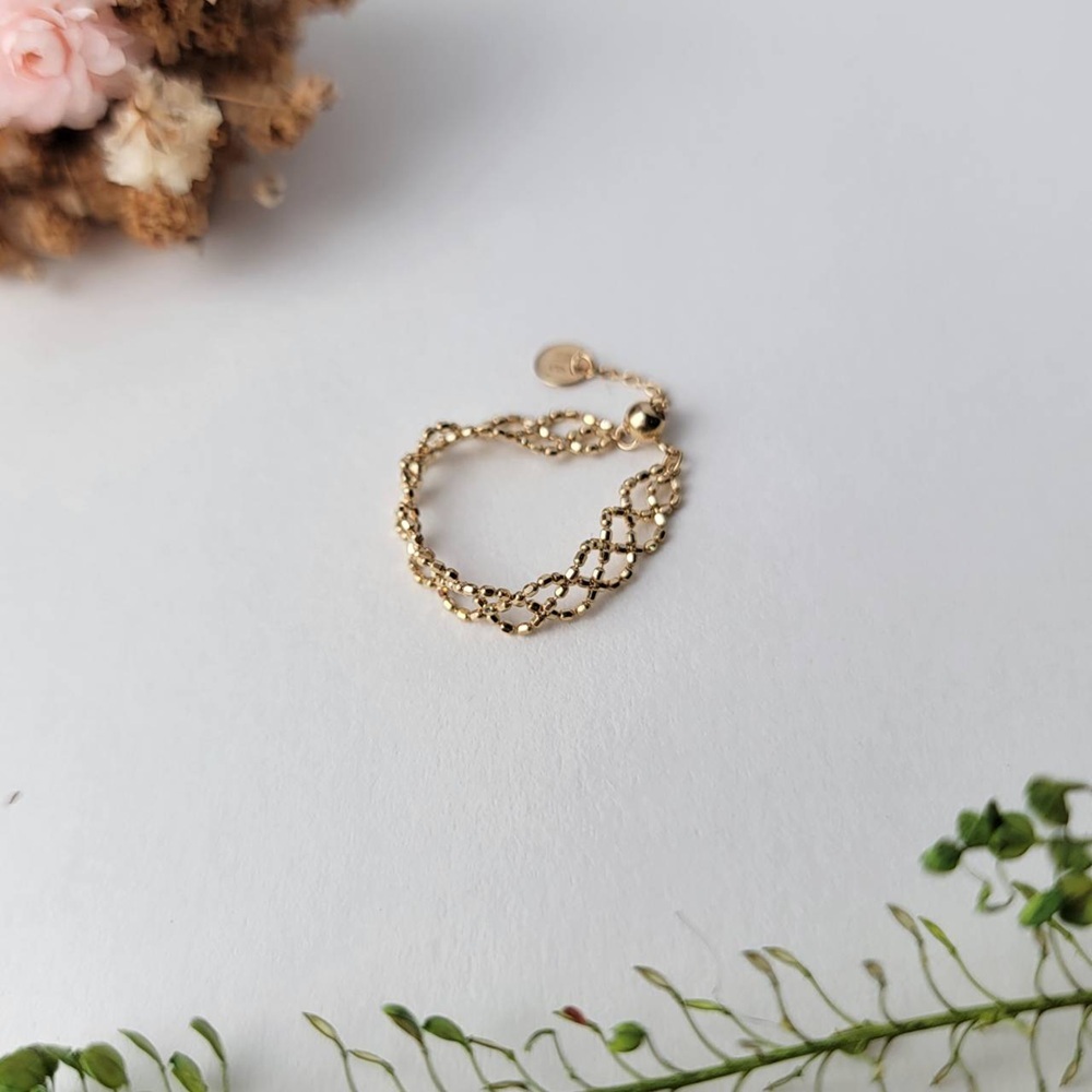 【me.luxe】K18小菱格蕾絲鍊戒(0.4)