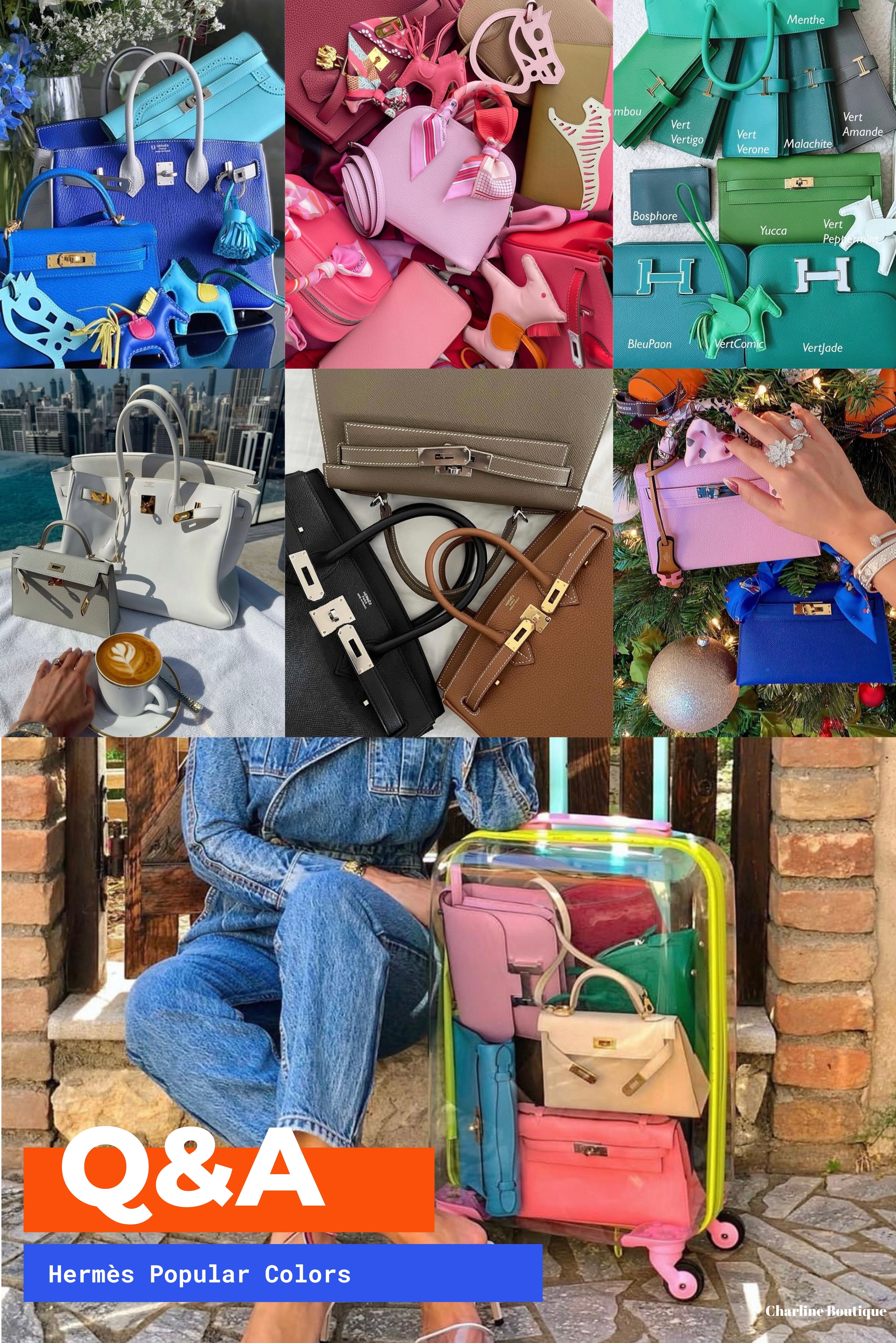 一、Hermès 熱門色號怎麼挑？經典金剛色＋高詢問色系完整整理  Hermès 每年推出許多色號，選色不只影響搭配，更直接影響保值度與二手行情。以下是我們精選推薦的主力色系，包含最經典的金剛色還有幾種非常夯的色系，一起往下看！    首先介紹的是鼎鼎大名的「三大金剛色」，也是最受大眾追捧的，通常比較難在官網或實體店面直接購買到，也就是以下三種顏色：  89 Noir 黑色：百搭、安全、不退流行，無論日常或正式都合適。  37 Gold 金棕色：暖棕搭配白縫線，溫潤經典，是眾多新手的夢想色。  18 Etoupe 大象灰：灰中帶暖，不挑膚色，極好駕馭。  建議閱讀：  HERMÈS迷不可不知道的三大金剛色！保值耐看實用，集所有優點於一身的三大顏色  HERMÈS經典三大金剛色：焦糖色 37 GOLD 的溫暖魅力  HERMÈS 愛馬仕三大金剛色之一：歷久不衰的黑色 89 NOIR  不敗的HERMÈS金剛色：18 ETOUPE大象灰  HERMÈS 顏色購買指南：保值與最佳投資選擇  再來是我們推薦的幾種色系：    【白色系】  白色系被暱稱為「仙女色」，氣質清新且稀有，包括 01 Blanc 白色、10 Craie 奶昔白、I2 Nata 奶油白等等。視覺純淨，配金釦特別有氣場。  建議閱讀：  HERMÈS 仙女色系大PK！白色系對決，您的首選是哪款呢？  【粉色系】  Hermès 粉色系列總是讓人少女心大爆發！包括：3Q Rose Sakura 櫻花粉、1Q Rose Confetti 奶昔粉、8W Rose Azalee 杜鵑桃粉等，讓人忍不住一包接一包。  建議閱讀：  讓人心動！帶您認識HERMÈS中那些無法抗拒的粉色系  【綠色系】  綠色象徵自然與高級品味，像是 3I Vert Criquet 牛油果綠、1K Bamboo 竹子綠、W0 Vert Bosphore 博斯普魯斯綠等，都是懂包人會愛的色系。  建議閱讀：  牛油果綠、竹子綠、博斯普魯斯綠、杏仁綠、松柏綠、翡翠綠，HERMÈS六種迷人綠色調旋律，尋找你的優雅魅力愛馬仕包款？  【藍色系】  從J7 Bleu Lin 亞麻藍、08 Bleu Pale 灰白藍到P3 Bleu Du Nord 北方藍等藍色系，風格從沉穩到清新，都是夏季或冷調穿搭的好朋友。  建議閱讀：  從海洋到天空：HERMÈS愛馬仕高顏值藍色系合集！