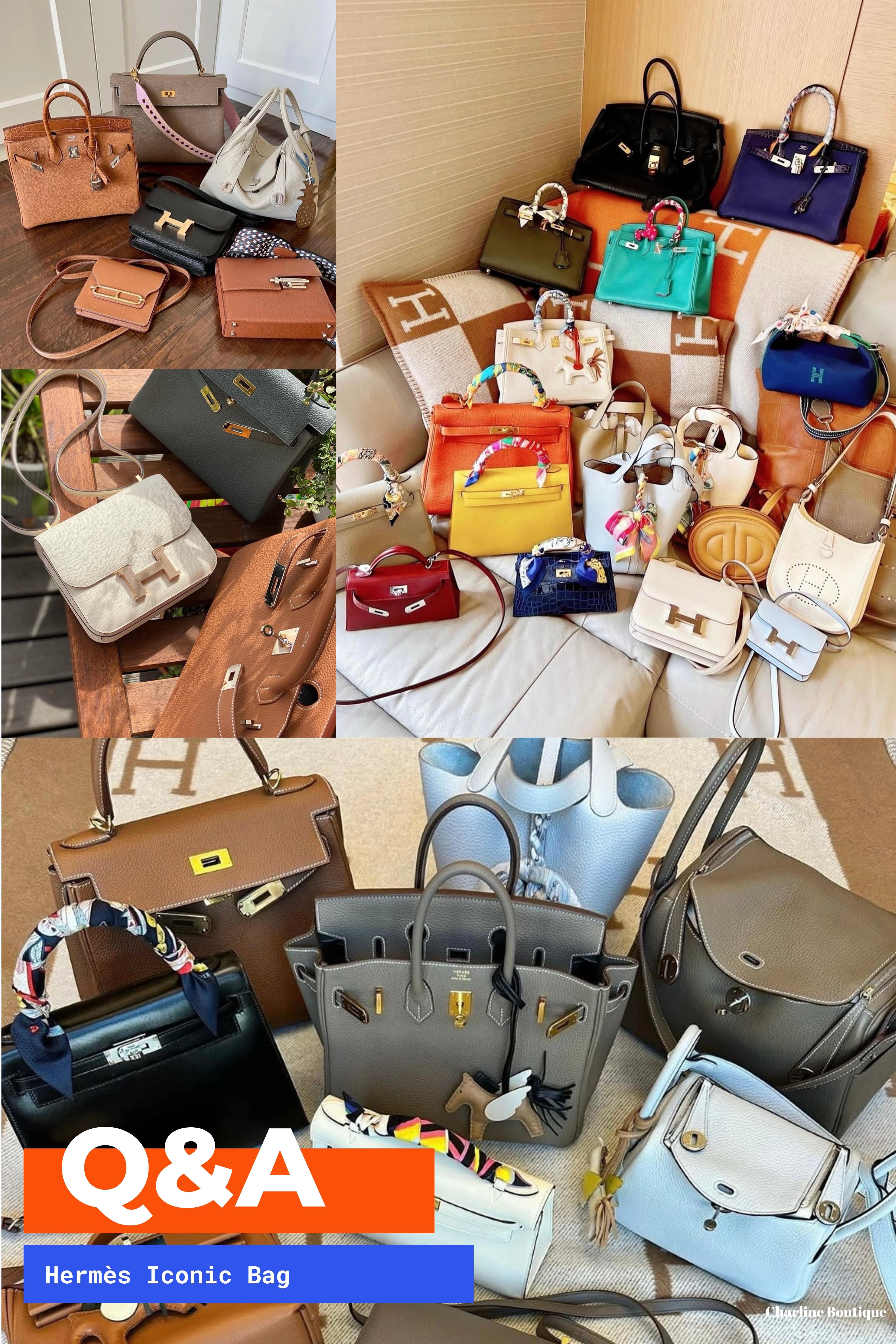 二、Hermès 包型怎麼選？從經典三巨頭到入門實用款完整解析  Hermès 包型眾多，從保值角度來看，最具指標性的就是「Birkin、Kelly、Constance」BKC三巨頭；從日常實用角度，則可考慮 Herbag、Picotin、Evelyne 等更輕鬆百搭的款式。    Source : Charline Boutique  【經典三巨頭】  Birkin 柏金包：25cm 是最保值的尺寸，30cm 是通勤王道，35cm 適合旅行或氣場型穿搭。  Kelly 凱莉包：從 Mini Kelly 到 25cm、28cm、32 cm皆有，25cm 是詢問度最高的尺寸，Mini Kelly 難買但超搶手。  Constance 康康包：有 Mini（18）與中型（24）兩種，兩種尺寸都非常受歡迎，嬌小身形更適合Mini款。  建議閱讀：  三大經典包：Birkin、Kelly、Constance 怎麼選？ 各自風格＋保值度分析  愛馬仕柏金包：探索最受歡迎的 HERMÈS BIRKIN 手袋尺寸！  一次搞懂！HERMÈS KELLY手袋系列多尺寸介紹  HERMÈS KELLY凱莉包家族成員大集合！帶您認識：KELLY DANSE、KELLY ADO 及KELLY 24/24    Source : Charline Boutique  【熱門實用款】  Lindy：輕鬆手提＋肩背設計，26cm 最受通勤族喜愛。  Bolide：拉鍊設計安全性高，25cm 最實用。  Picotin：18cm 是人氣王，小巧可愛又能裝。  Herbag：Kelly 的姐妹款，價格親民，是入門之選。  Roulis、Evelyne、Garden Party：各具風格特色，適合不同穿搭風格與預算考量。  建議閱讀：  柏金、凱莉外，明星們無法抗拒的HERMÈS LINDY尺寸解析！  Lindy 實用派最愛！ 肩背、手提、容量都好用，通勤族最推的是哪個尺寸？  愛馬仕史上第一款拉鍊包 ：低調精緻的 HERMÈS BOLIDE！  探索入門款式 ─ HERMÈS 手袋的奢華魅力  HERMÈS HERBAG 不用天價也能輕鬆入手！  HERMÈS 愛馬仕入門四寶：HERMÈS GARDEN PARTY實用又低調  說到HERMÈS不能只知道鉑金包！HERMÈS ROULIS手袋帶來養馬人低調新風潮！