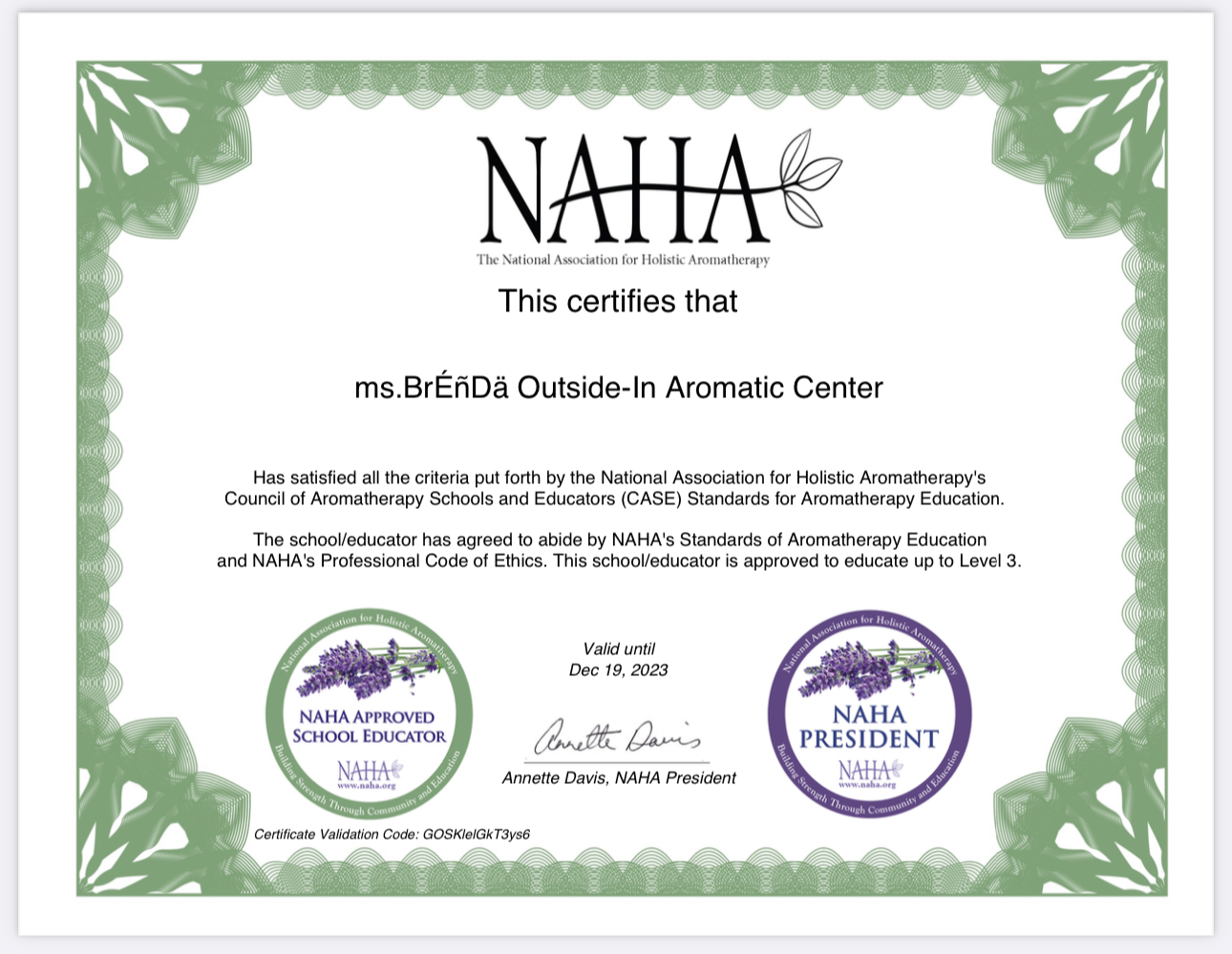 NAHA Level 1. 初階芳療師認證課程(含證書)