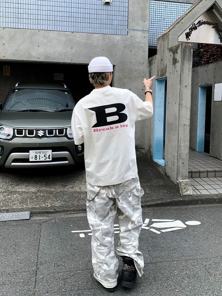 SIMPLEACTION 美式字母印花短袖上衣