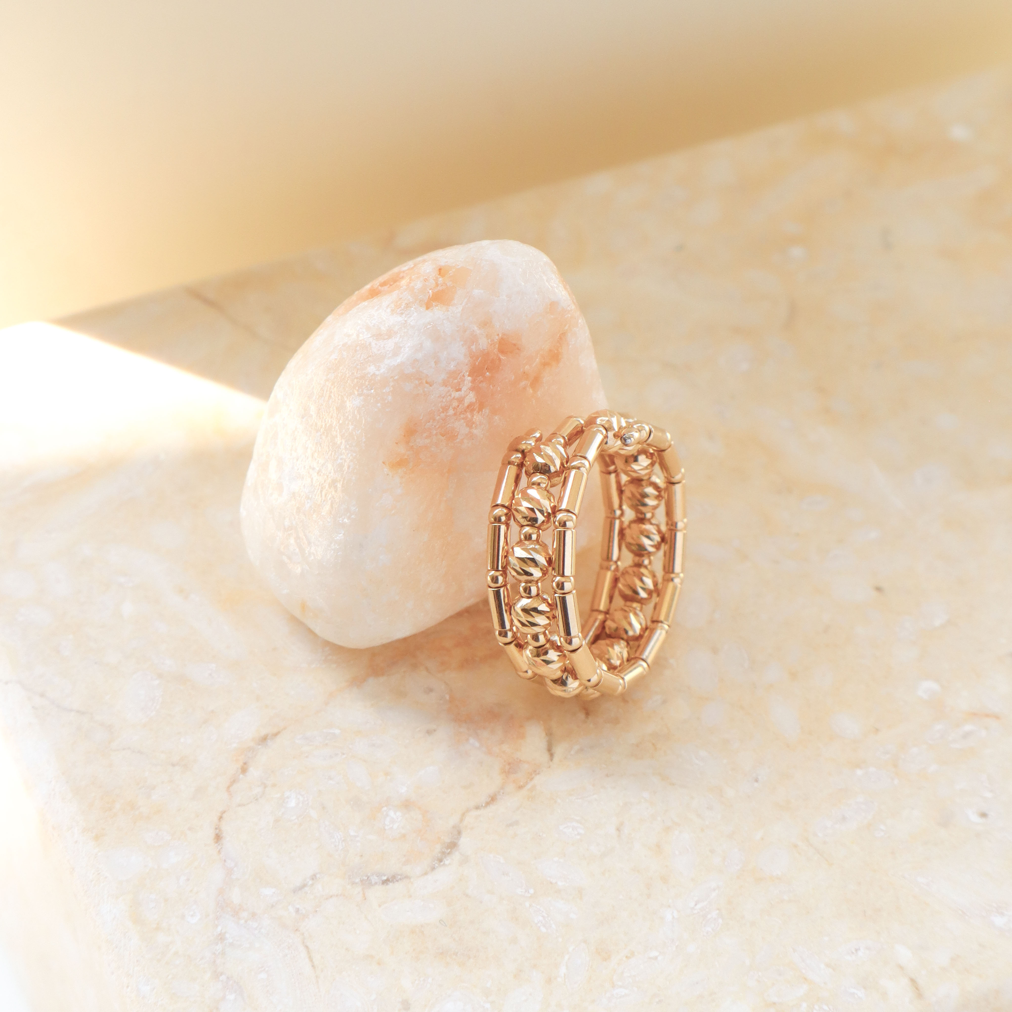 18K/日本設計款系列-串珠華戒