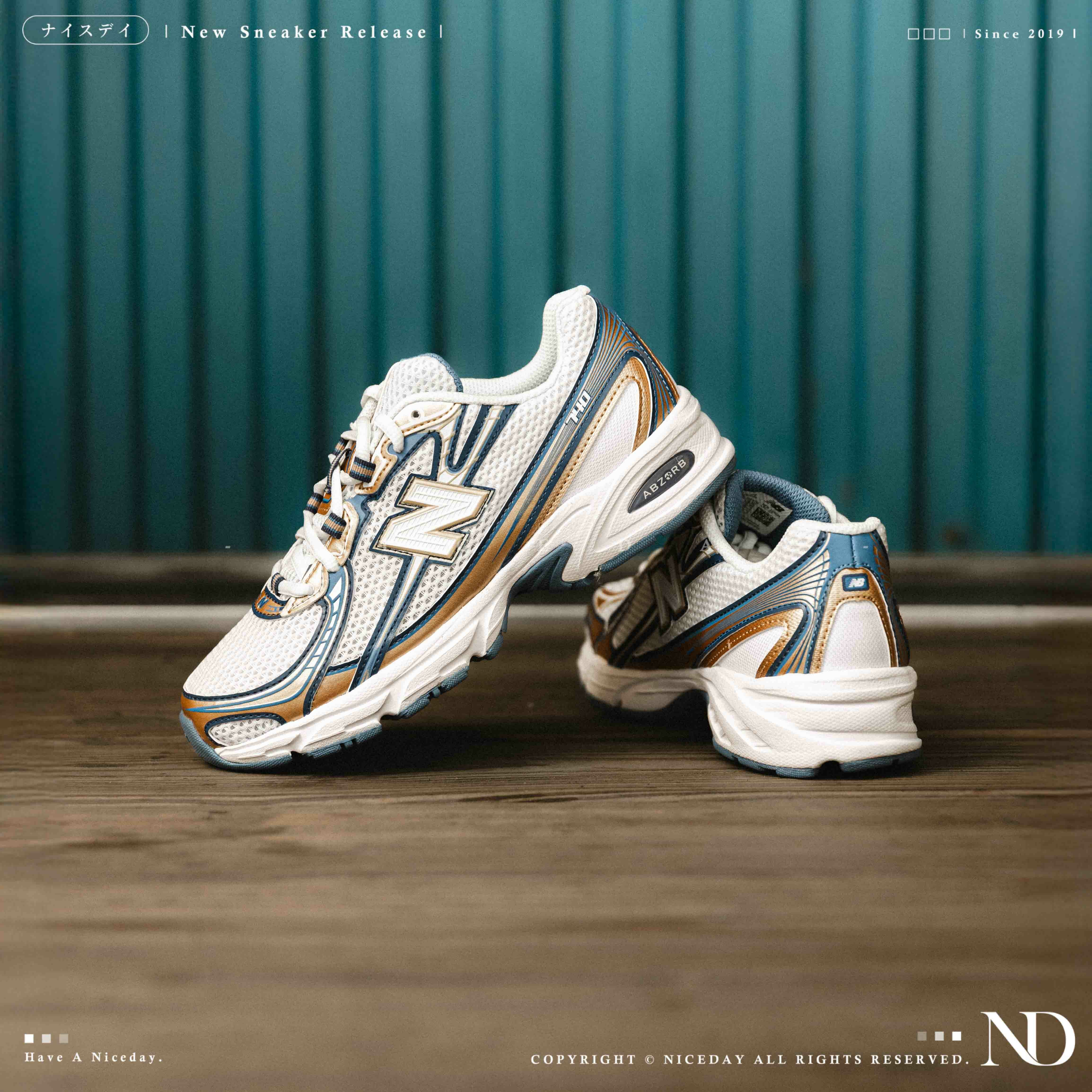 NICEDAY 現貨 New Balance 740 Gold Blue 復古金 金色 棕 海軍藍 女鞋 U740HB2