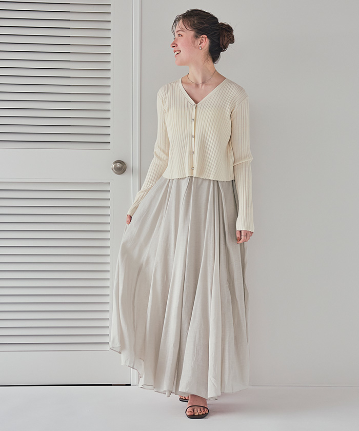 titivateシアータックボリュームスカート淺灰M（AFXP4320）