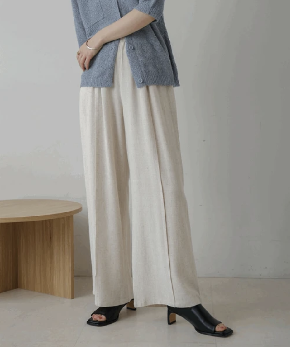 {Special Price} 夏季綿麻橡筋腰優閒長褲【日本直送】
