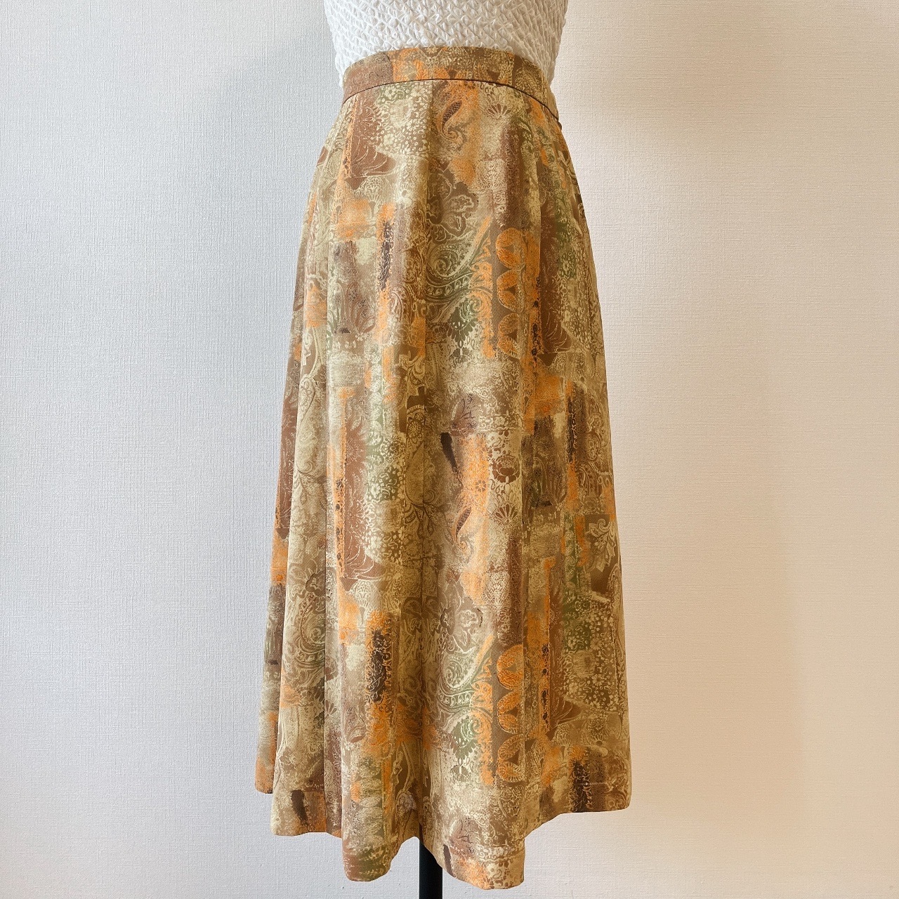 Addenda日本製淺綠色華麗圖案半裙