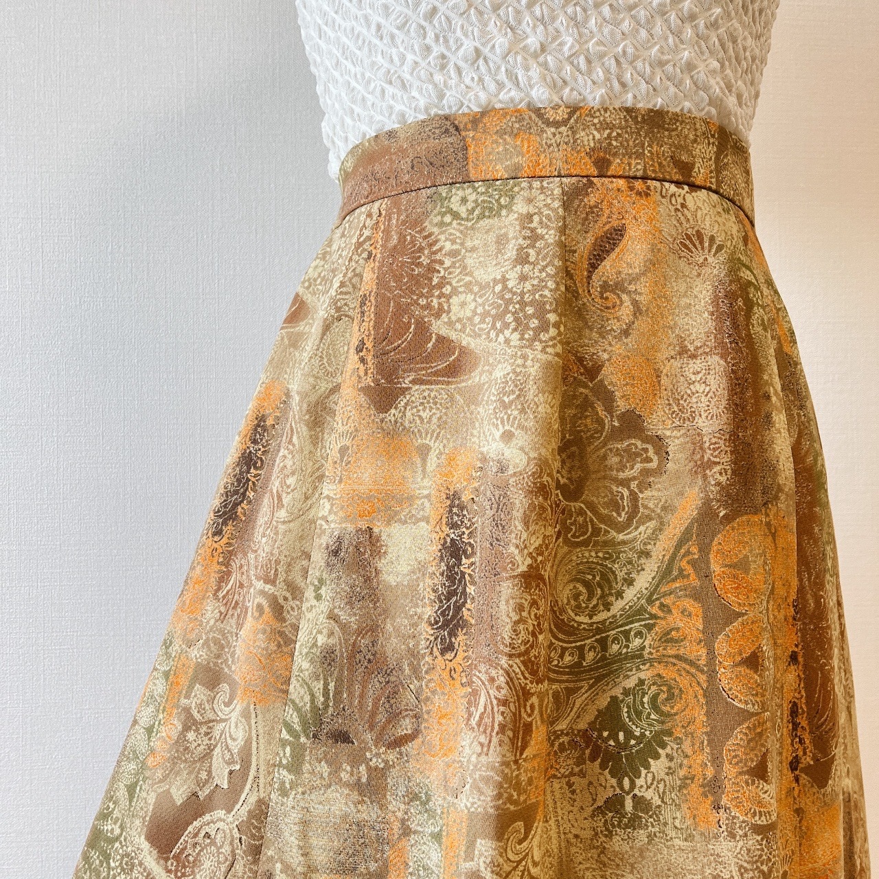 Addenda日本製淺綠色華麗圖案半裙