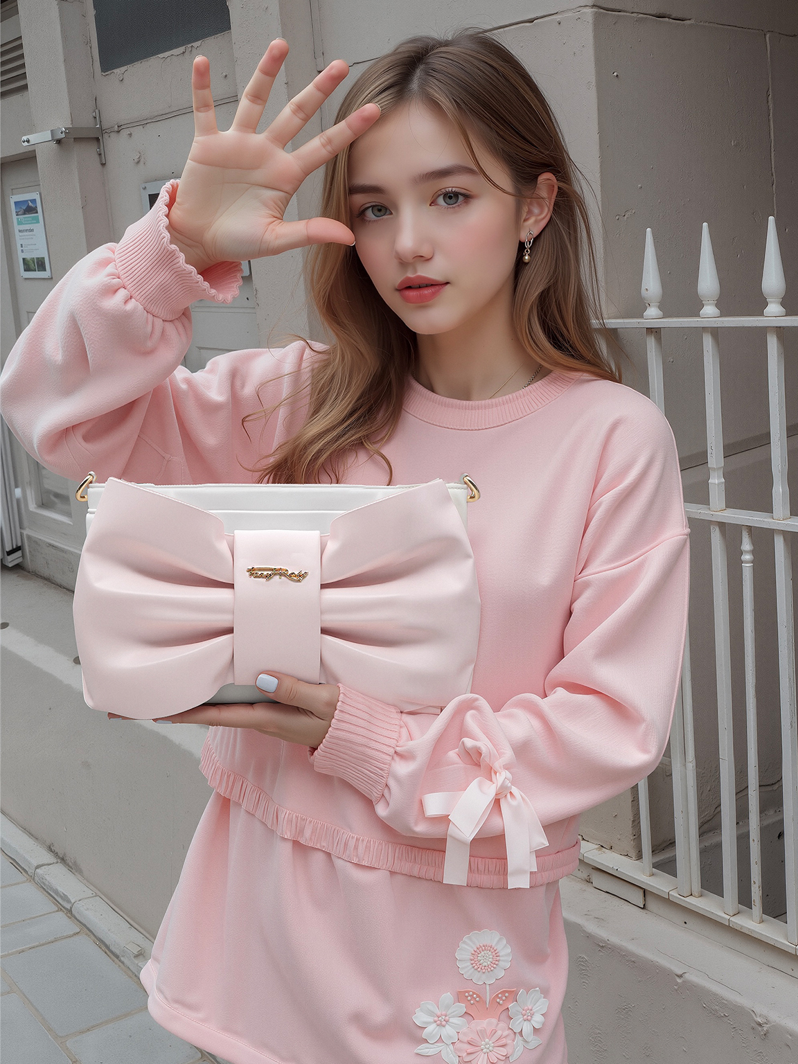 浪漫蝴蝶結手提側揹袋