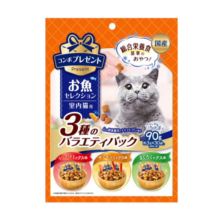 Combo Present 貓用 吞拿魚 三文魚海鮮 混合味脆餅 3g x 30袋