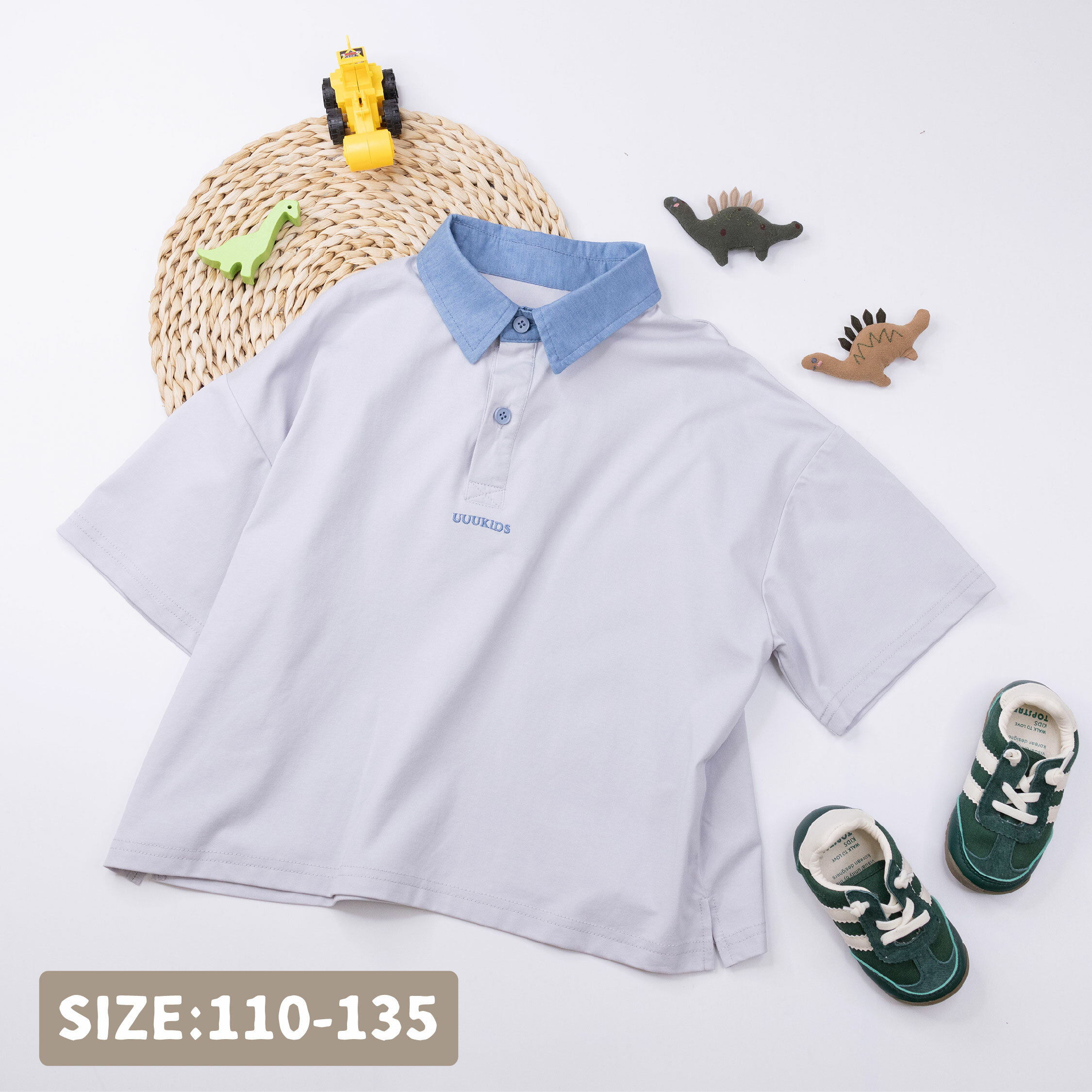 【H50146】帥氣潮流字母翻領上衣/短T