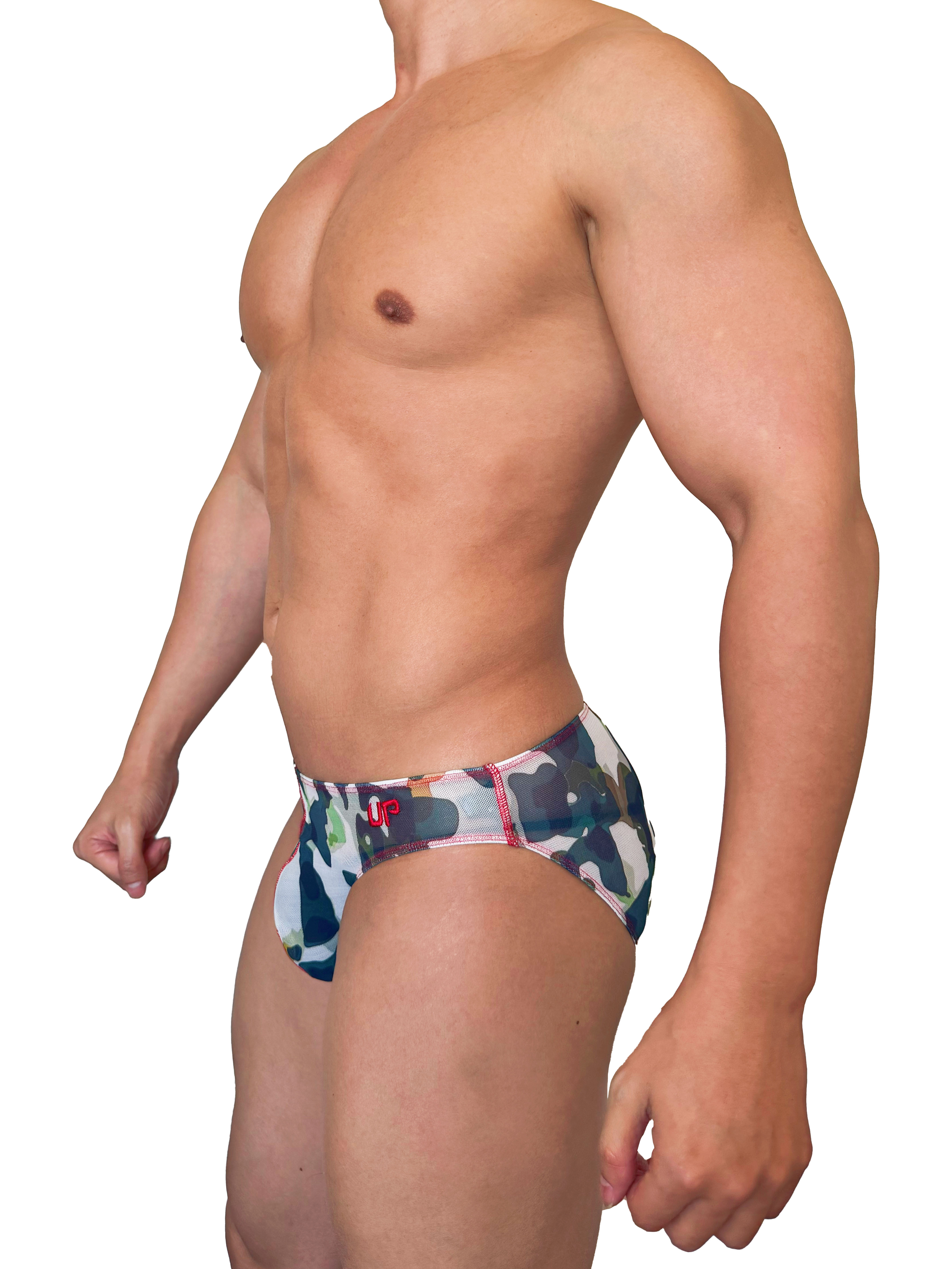 2025 全新系列 - Mesh UP Sport 透視迷彩三角內褲 極透迷彩綠