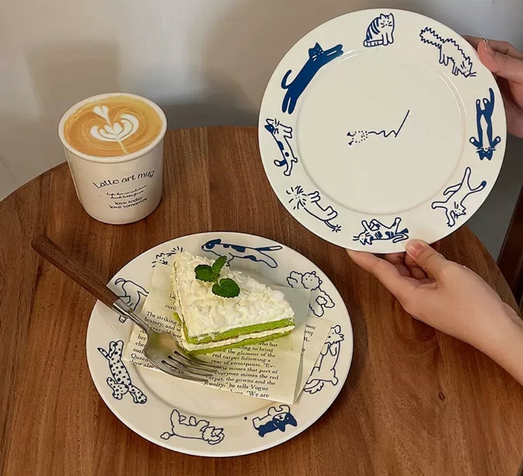 北歐風線條貓創意餐盤