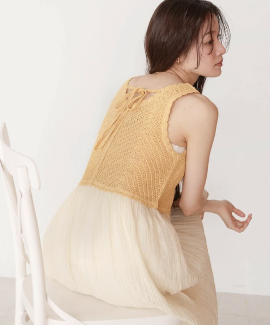 {Special Price} 鉤針編織組合吊帶洋裝 (五色入）【日本直送】