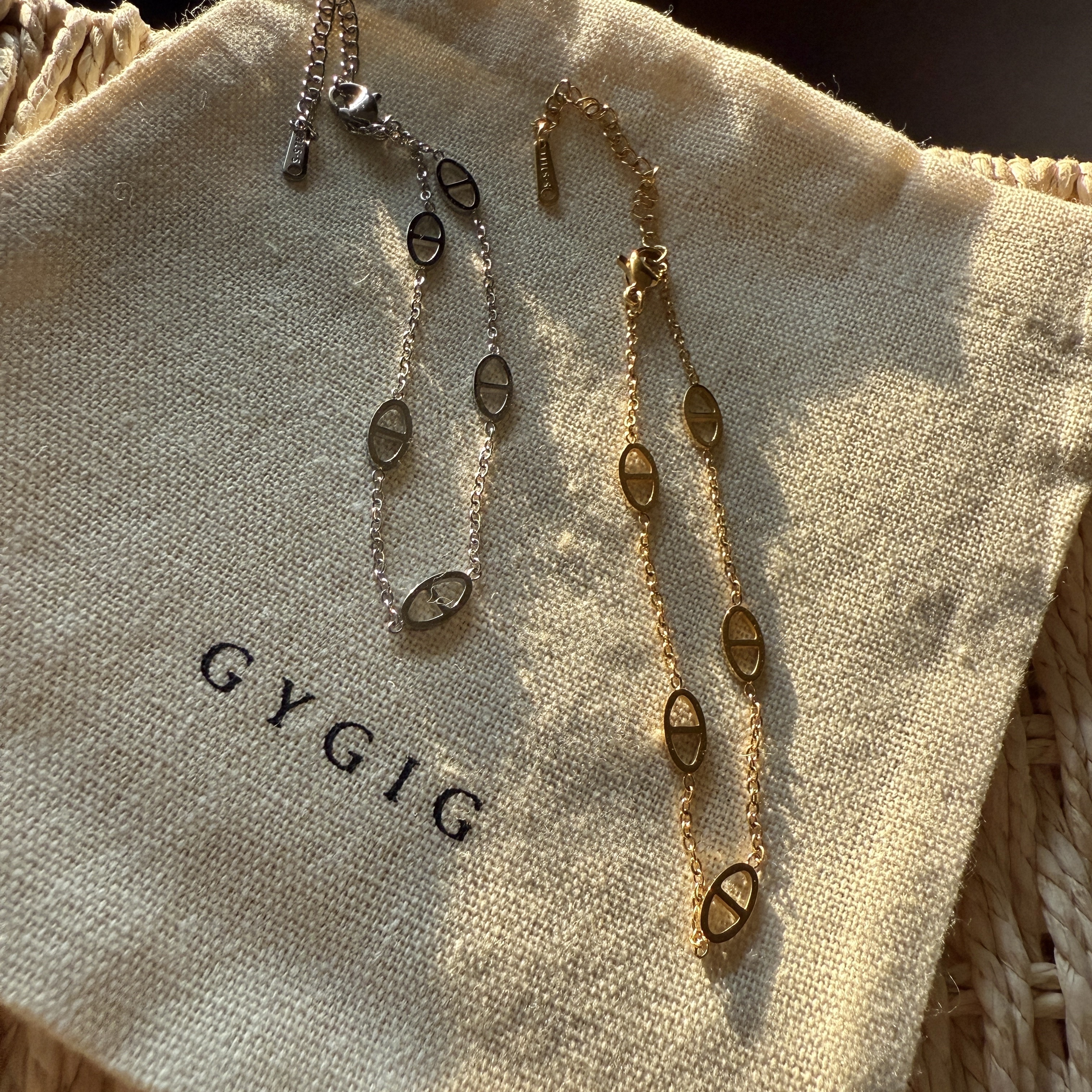 低奢鈦鋼小豬鼻”金銀可調式手鍊