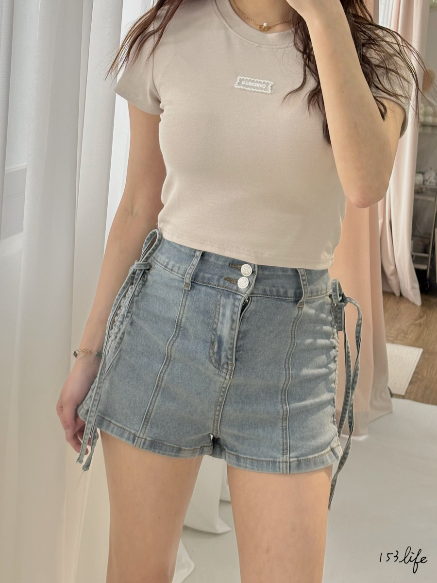 顯瘦側抽繩綁帶短褲(S-L)(3色)