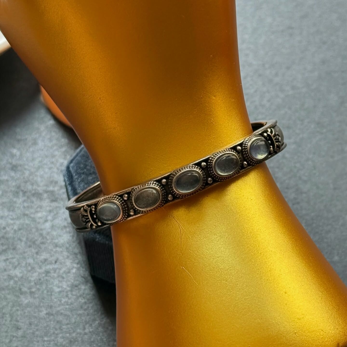 [原石] 海藍寶 銅手鐲 金屬手鐲