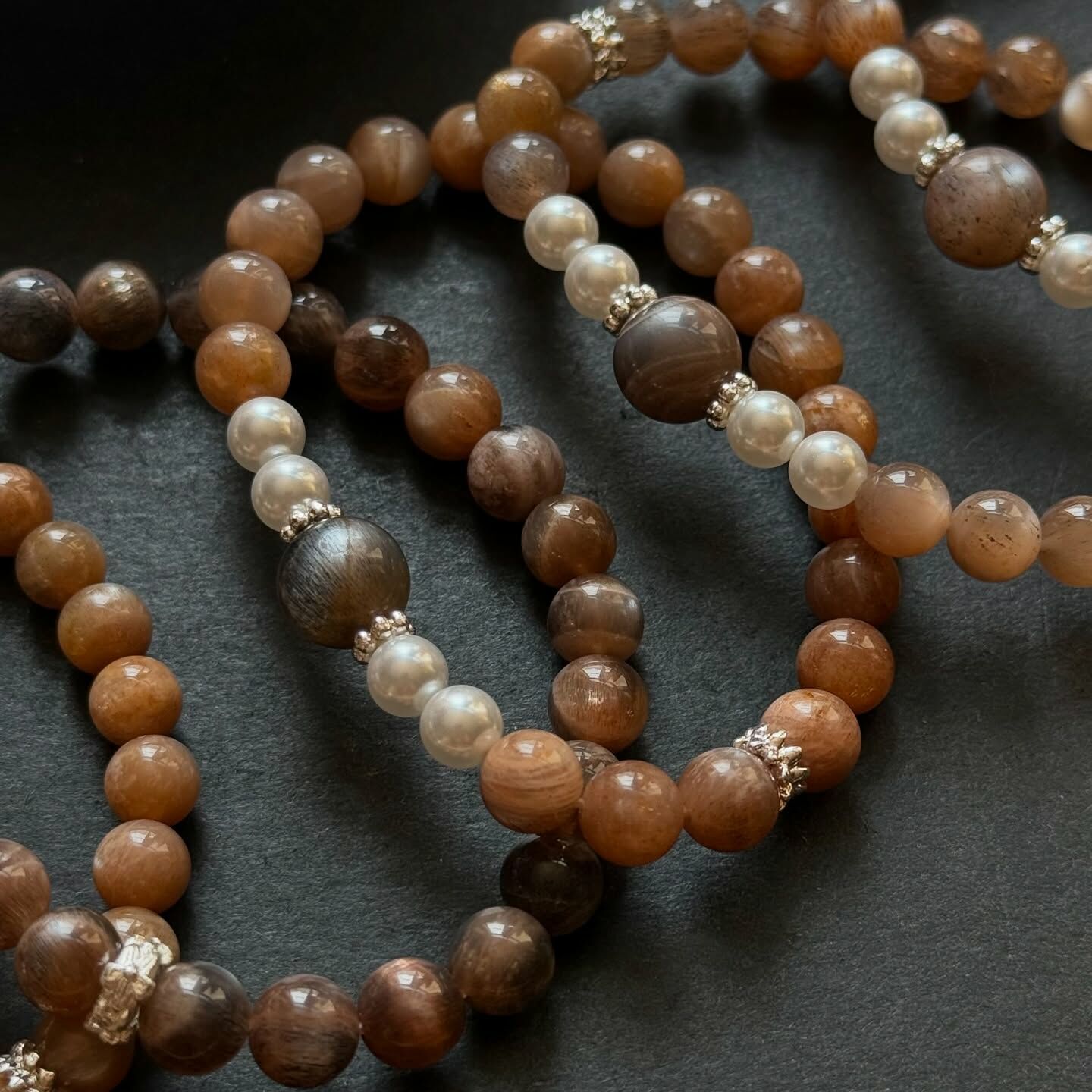 [原石] 黑骨幹太陽石+橙太陽石 水晶手串