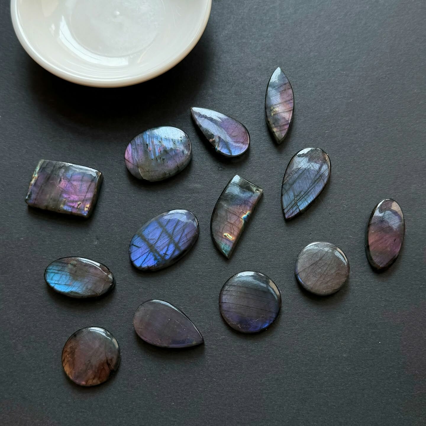 [原石] 紫拉長石 水晶蛋面 水晶墜面