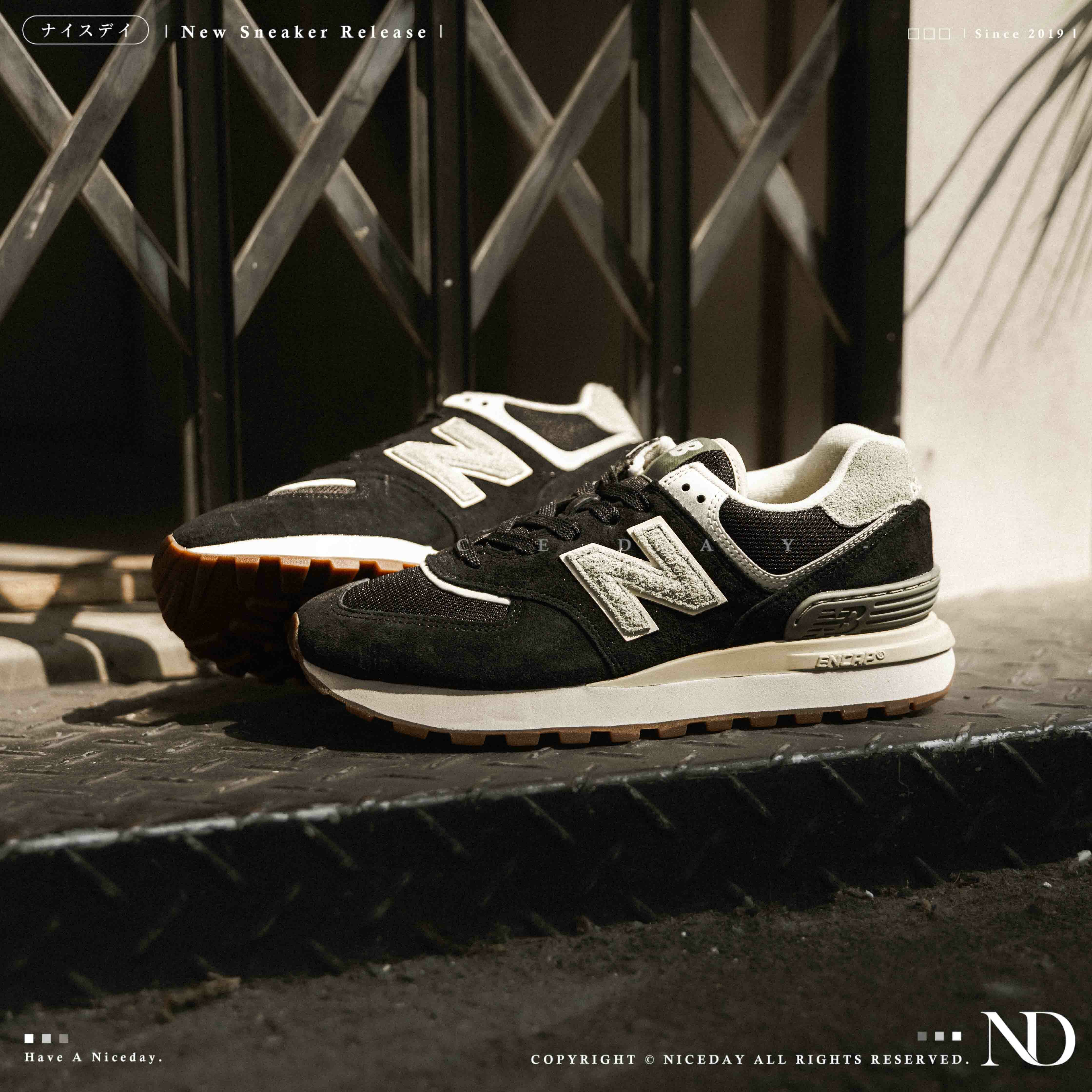 NICEDAY 現貨 New Balance 574 黑色 麂皮 黑 復古 黑白 男女鞋 U574LGBG